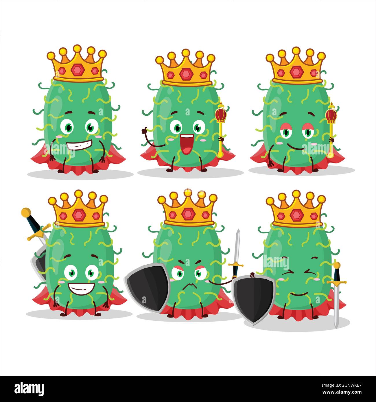 Un personaggio cartoon virus Charismatic King zygote che indossa una corona d'oro. Illustrazione vettoriale Illustrazione Vettoriale