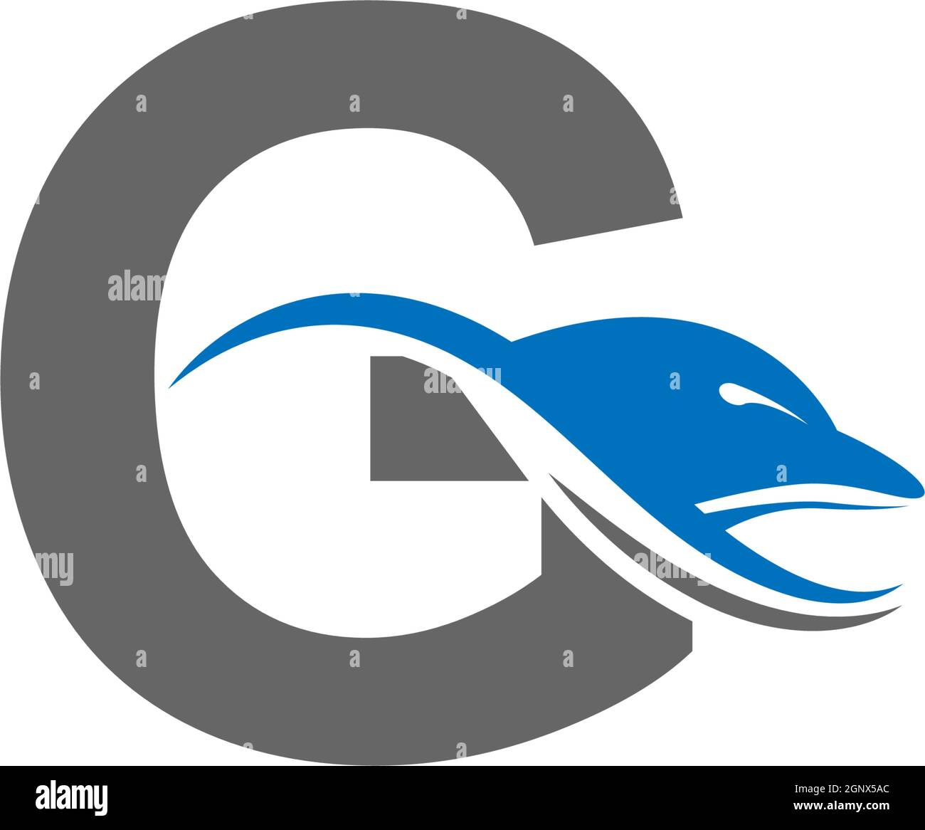 Dolphin con lettera G logo icona disegno modello vettoriale concetto Illustrazione Vettoriale