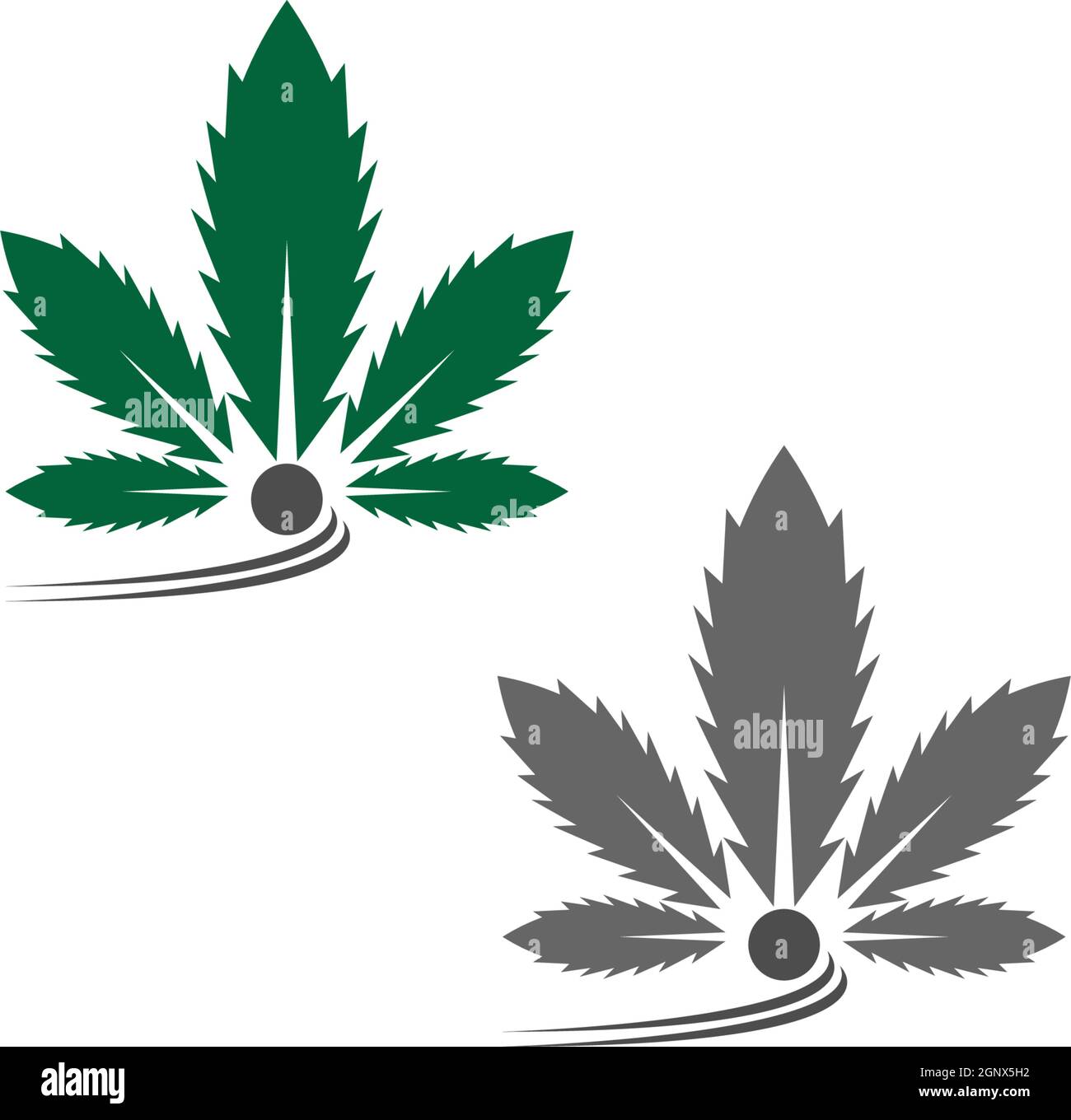 Modello vettoriale di disegno del logo della foglia di cannabis Illustrazione Vettoriale