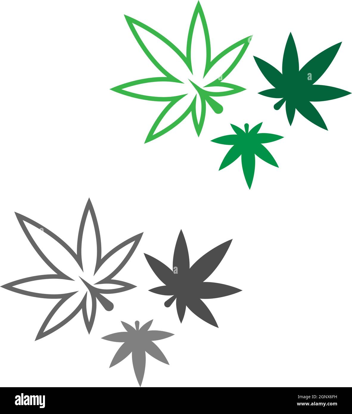 Modello vettoriale di disegno del logo della foglia di cannabis Illustrazione Vettoriale