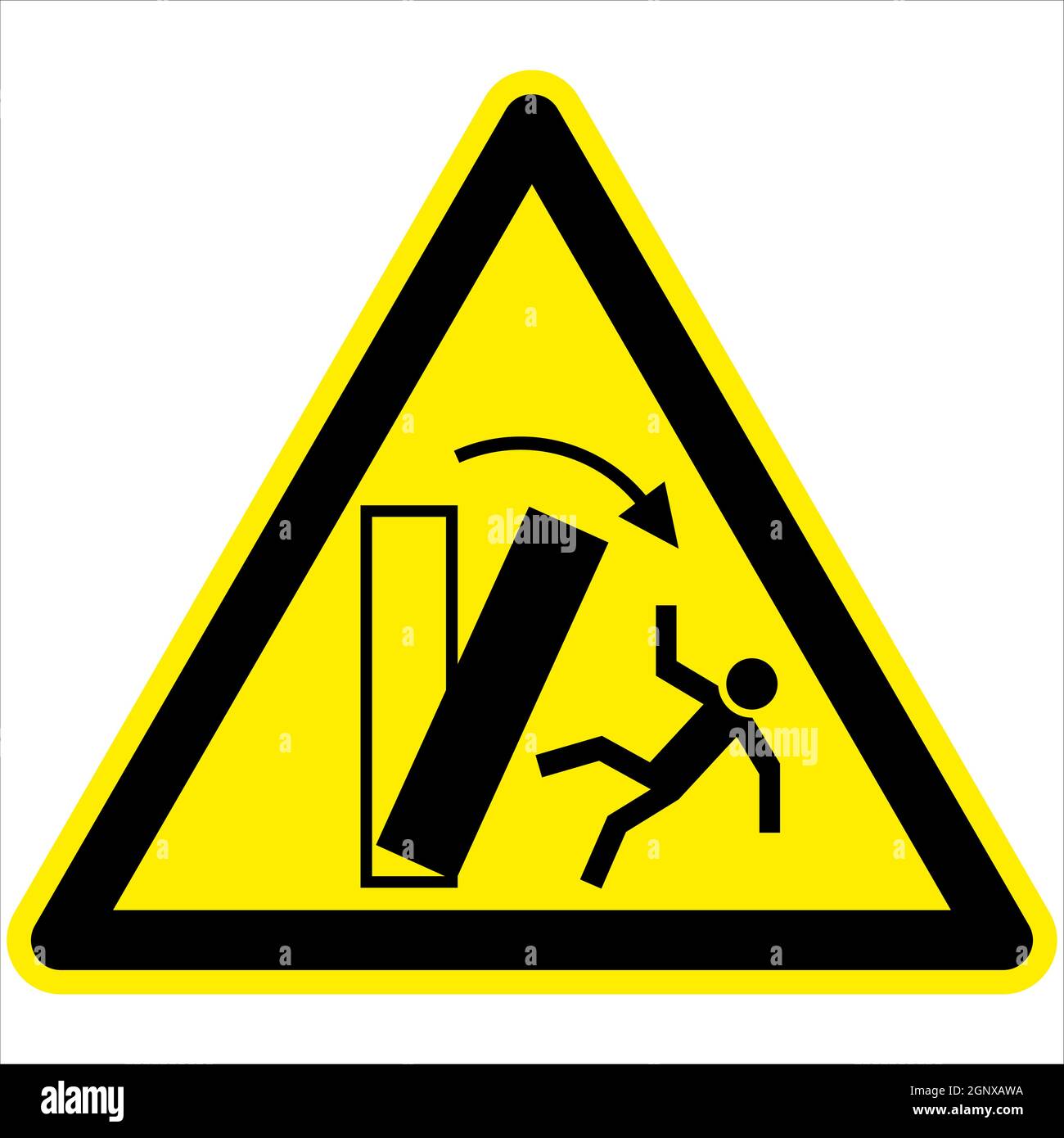 Avvertenza pericolo di ribaltamento simboli di sicurezza icona del pittogramma vettoriale del segno triangolare BGV A8 Illustrazione Vettoriale