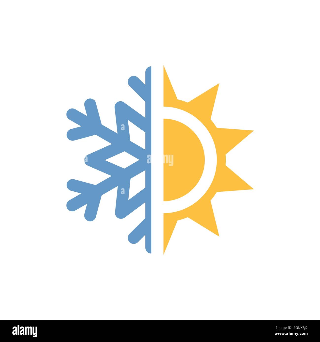 Simbolo del sole e del fiocco di neve del condizionatore d'aria.  Illustrazione vettoriale. Icona calda e fredda in disegno piatto su sfondo  blu Immagine e Vettoriale - Alamy