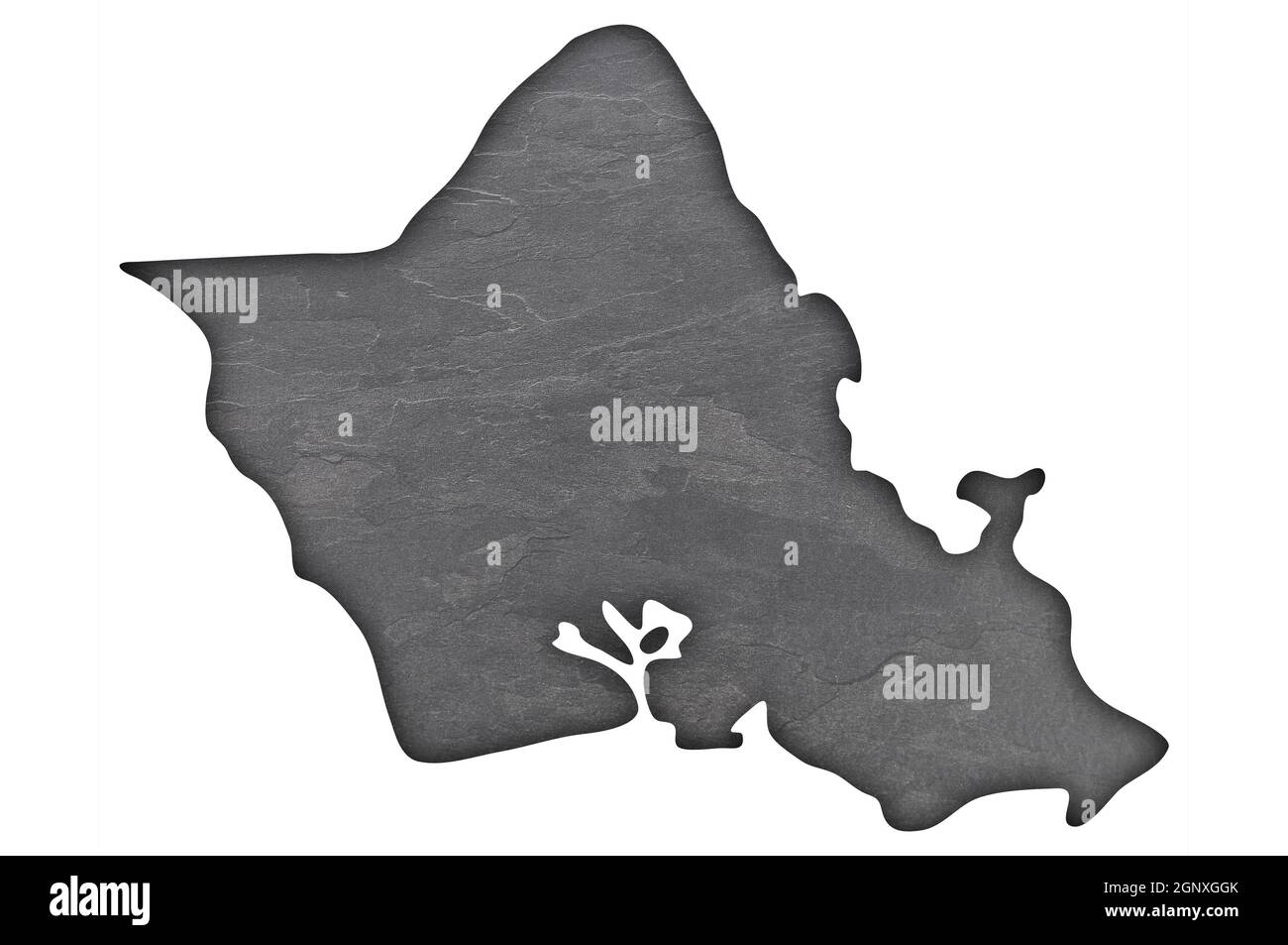 Mappa di Oahu su ardesia scura Foto Stock