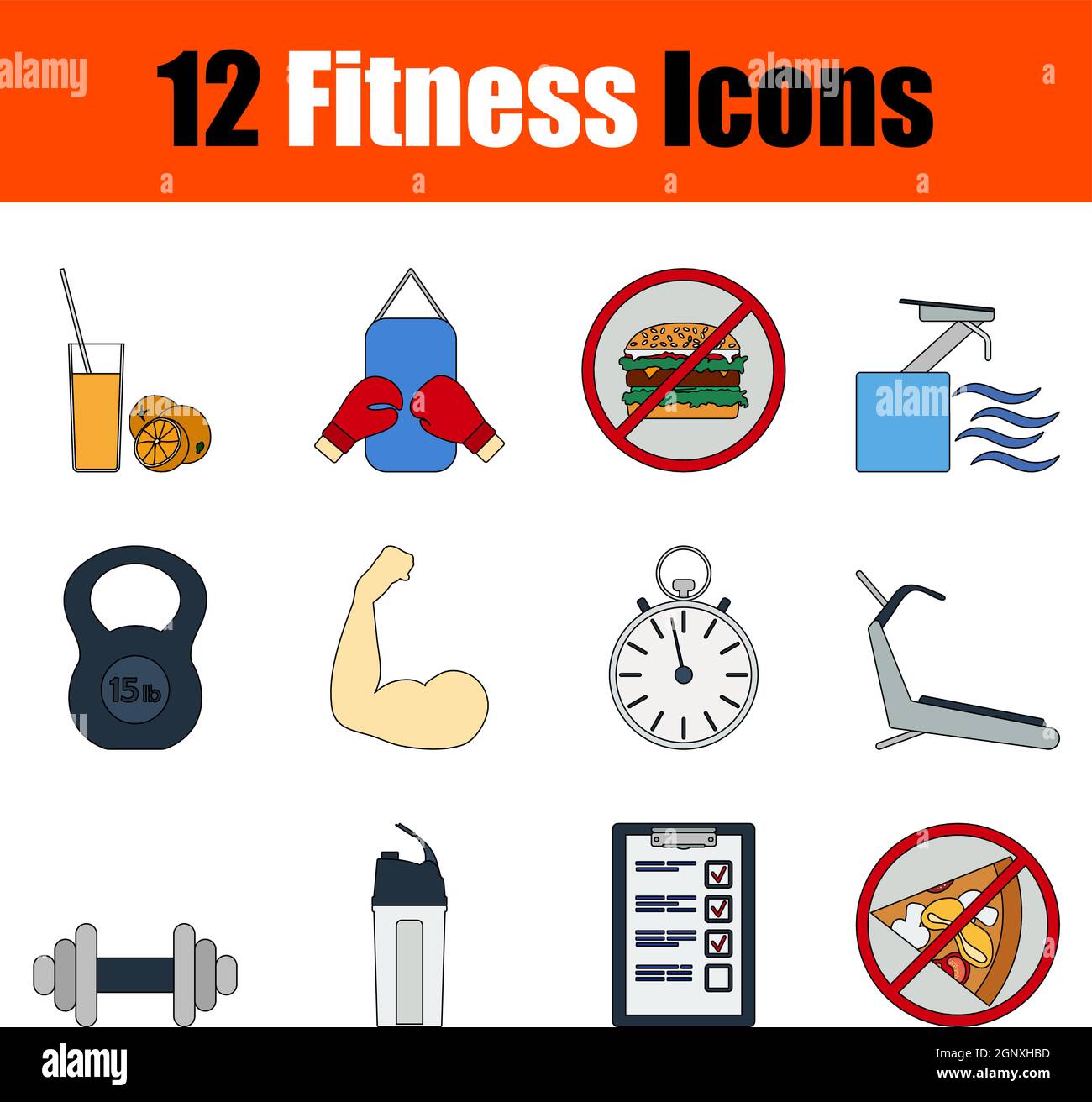 Icona Fitness impostato Illustrazione Vettoriale