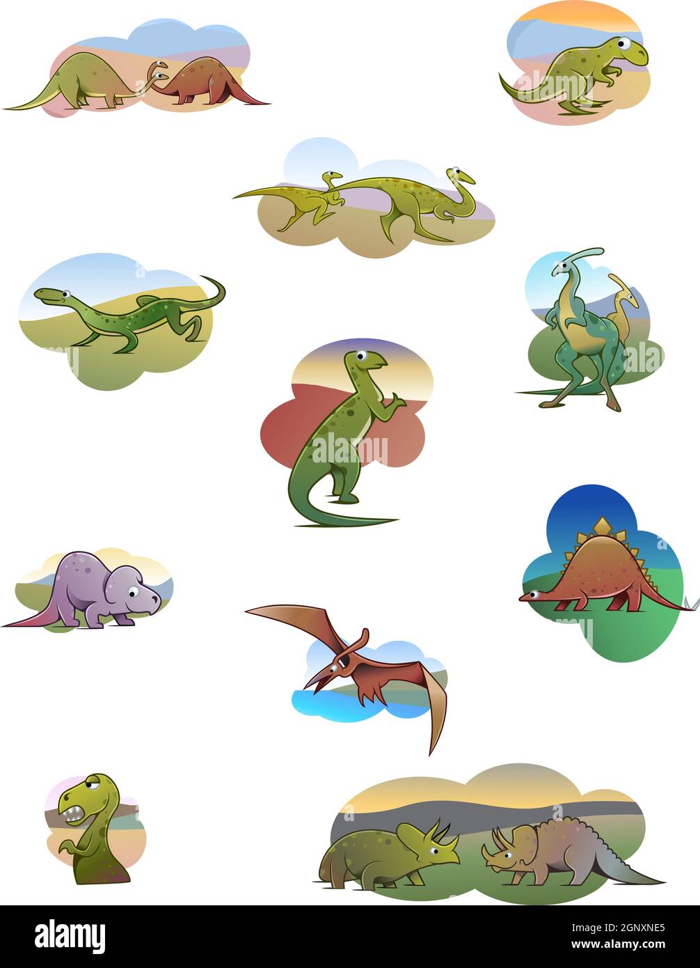Collezione di dinosauri divertenti Illustrazione Vettoriale
