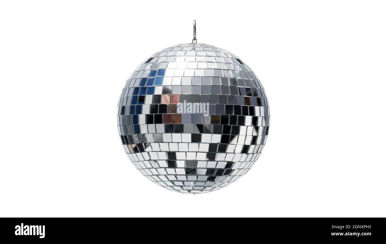 disco palla per ballare in un club discoteca su un sfondo bianco Foto Stock