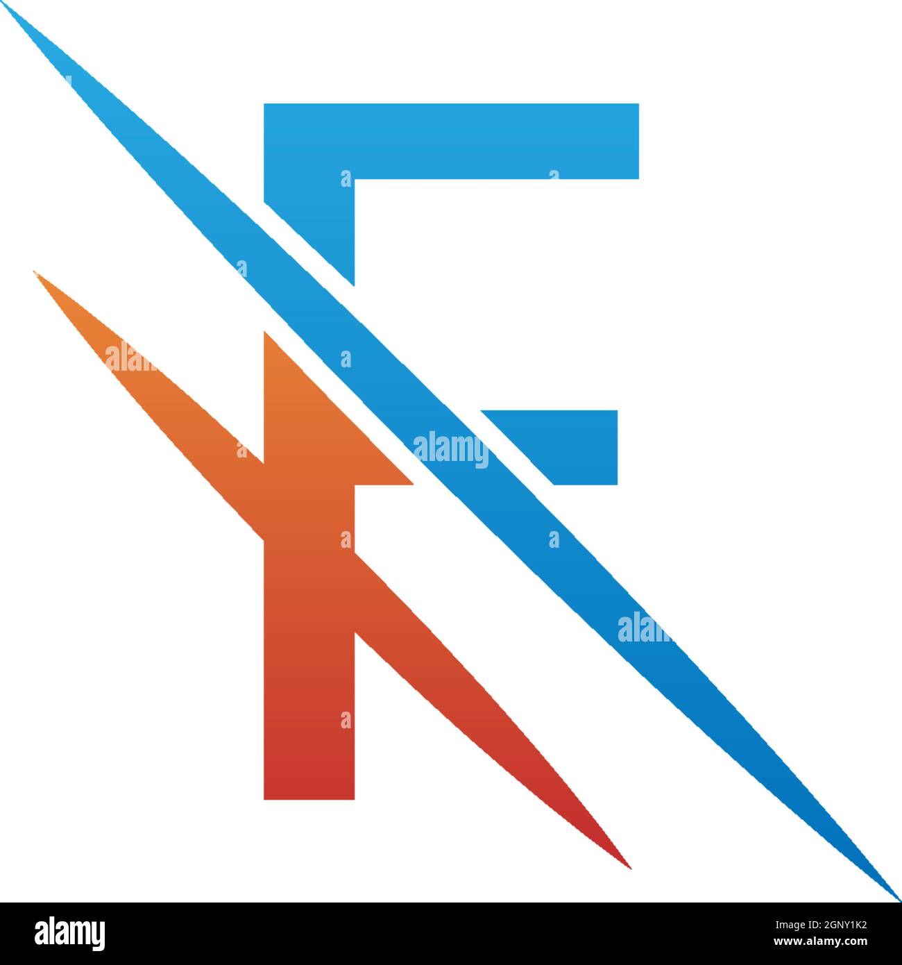 Logo F Letter Slash, lettera di concetto F + illustrazione della barra delle icone Illustrazione Vettoriale