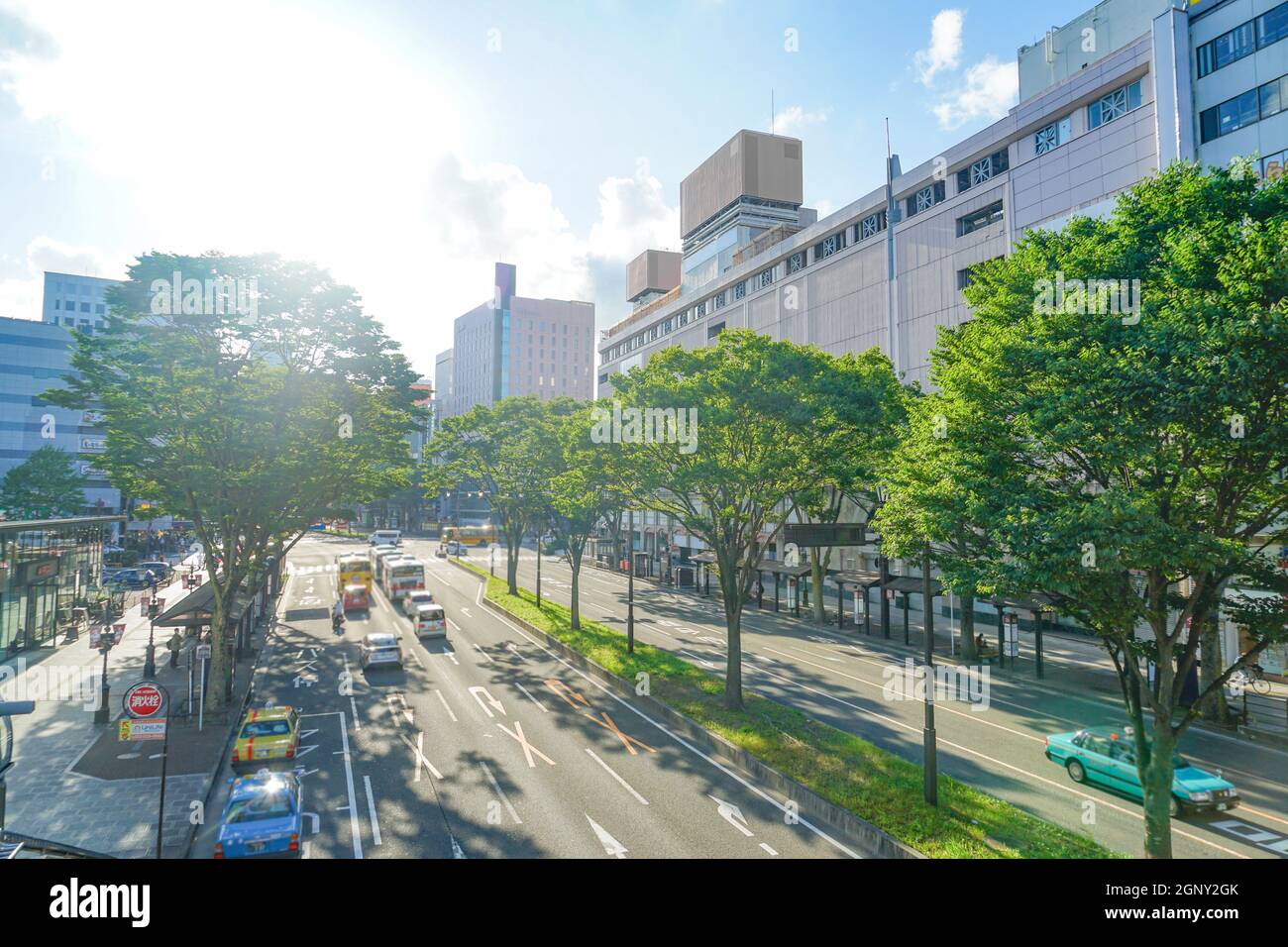 Uscita ovest per Streets of Sendai Station. Luogo di tiro: Sendai, Prefettura di Miyagi Foto Stock