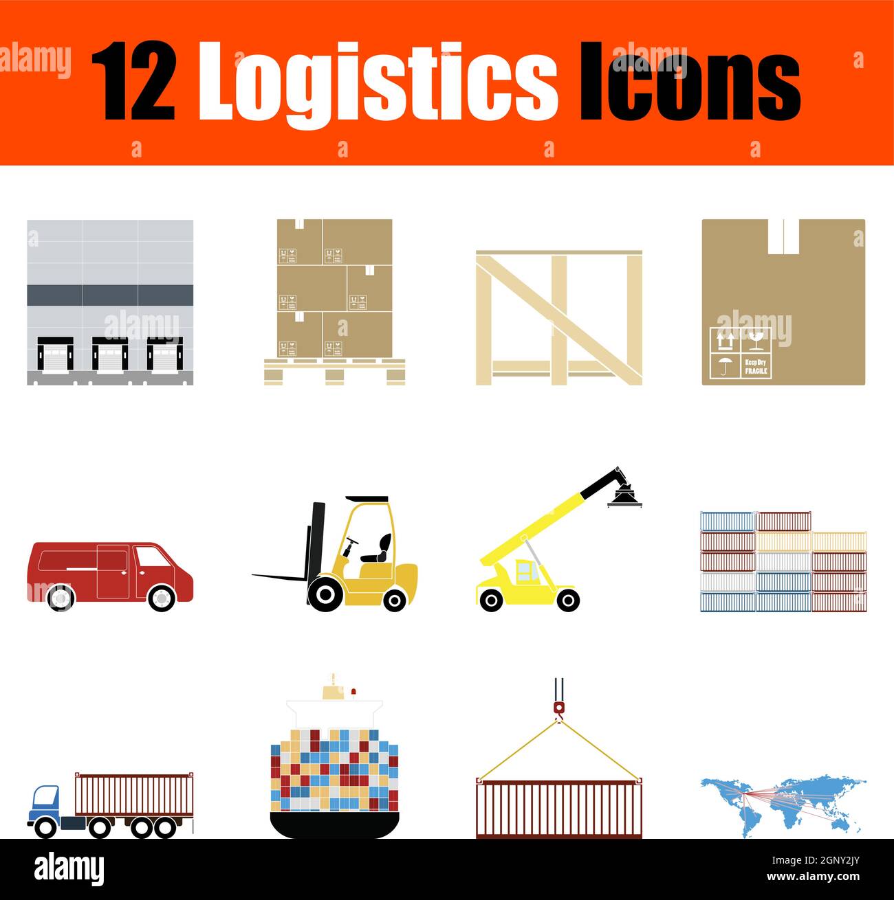 Logistica icona impostare Illustrazione Vettoriale