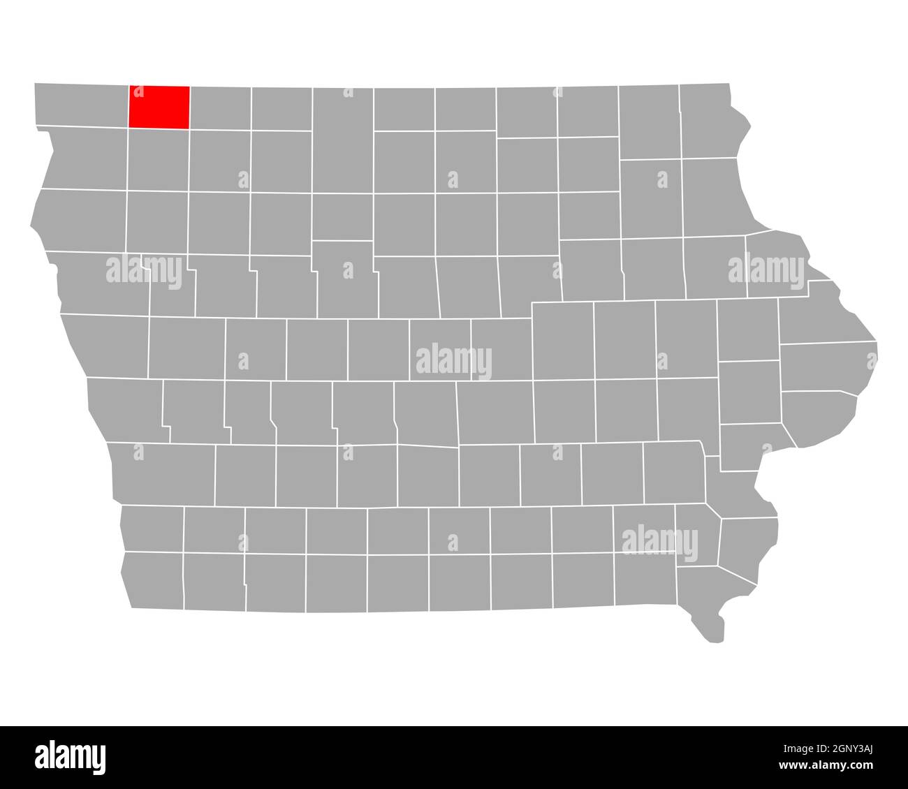 Osceola sulla mappa di Iowa Foto Stock