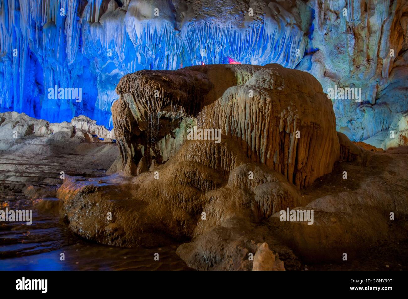 Vietnam Hang Dau Go (grotta di pali di legno) è la più grande grotta nella zona di Hạ Long le sue tre grandi camere contengono numerose stalattiti e sta Foto Stock