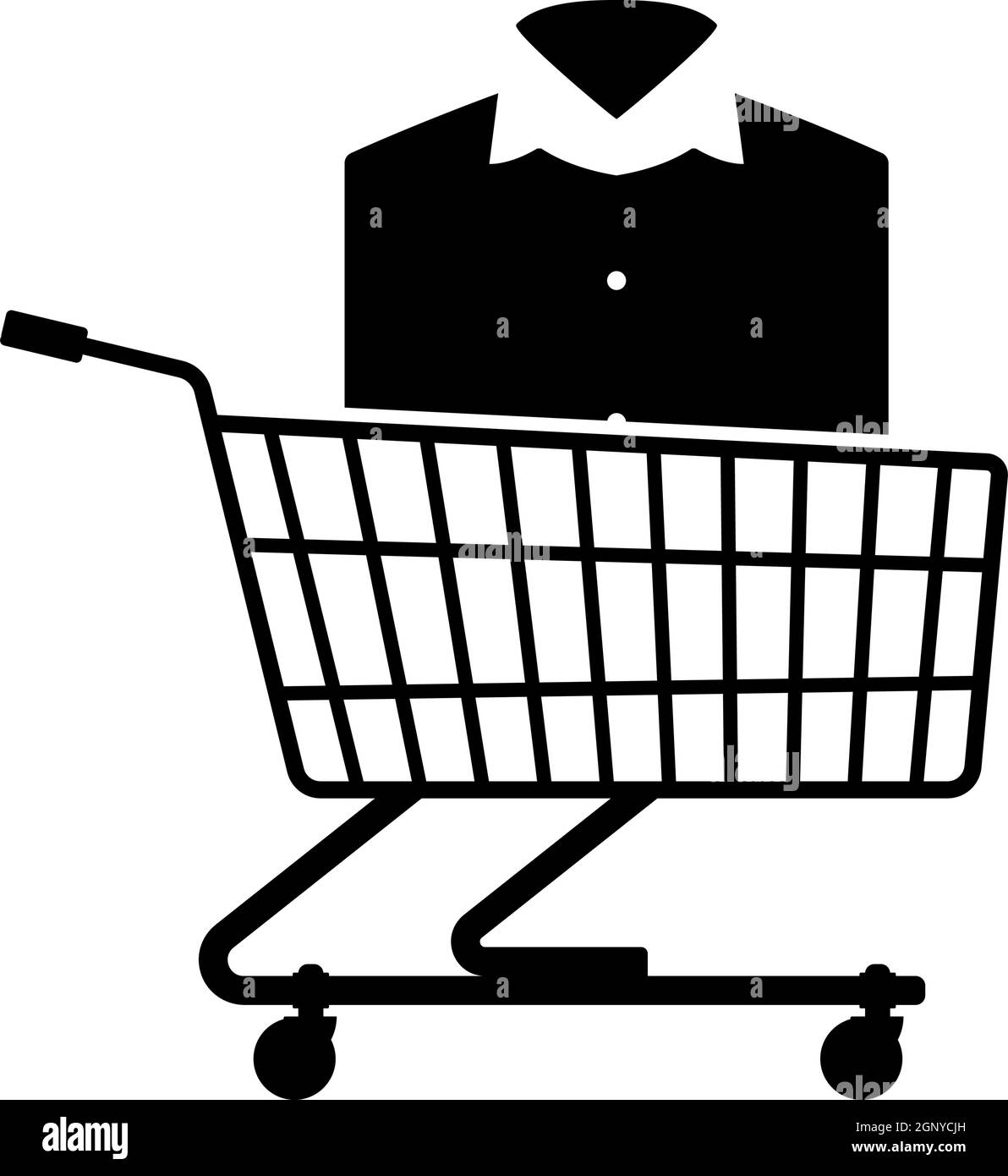 Carrello con l'icona di vestiti (camicia) Illustrazione Vettoriale