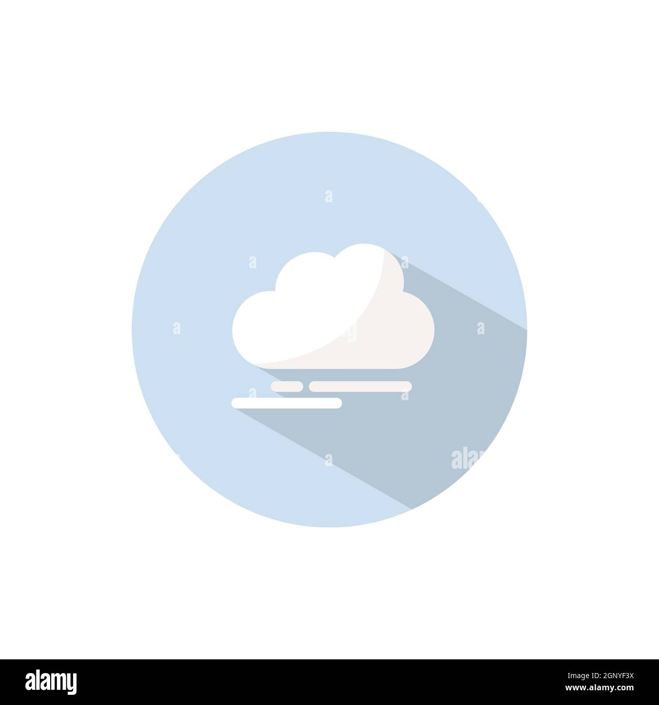 Nebbia e nube. Icona piatta su un cerchio. Illustrazione del vettore meteo Illustrazione Vettoriale