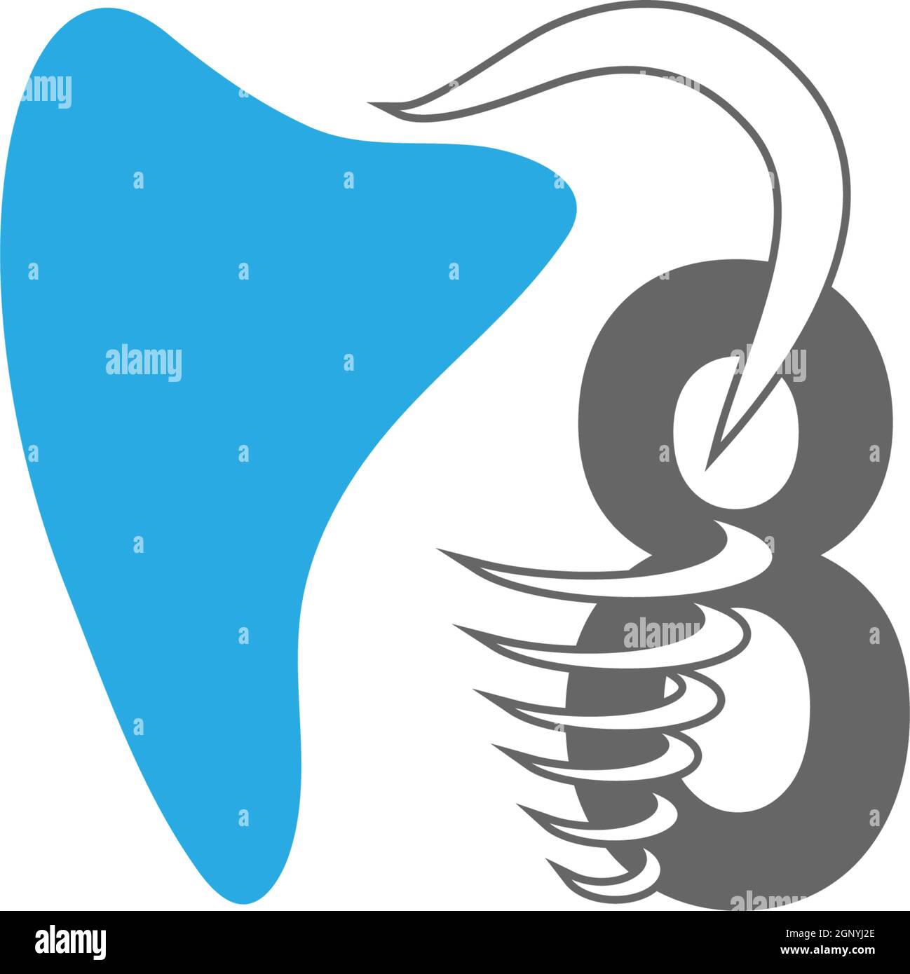 Icona del logo numero 8 con disegno dentistico Illustrazione Vettoriale