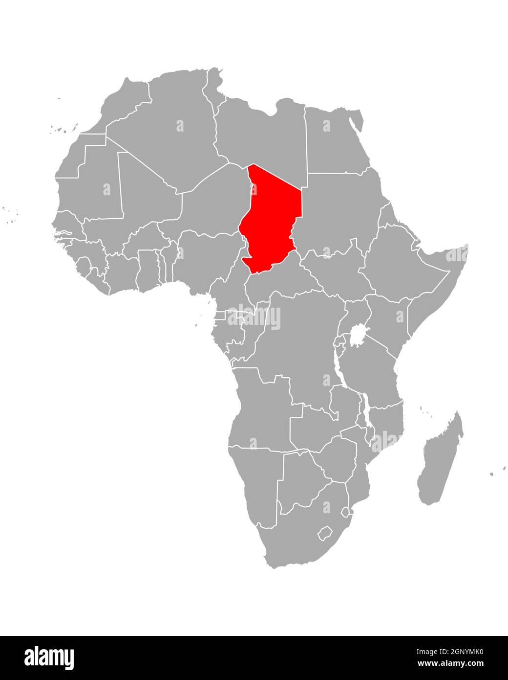 Mappa del Ciad in Africa Foto Stock