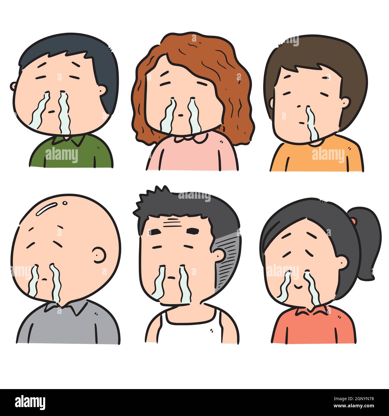 set vettoriale di naso che cola Illustrazione Vettoriale