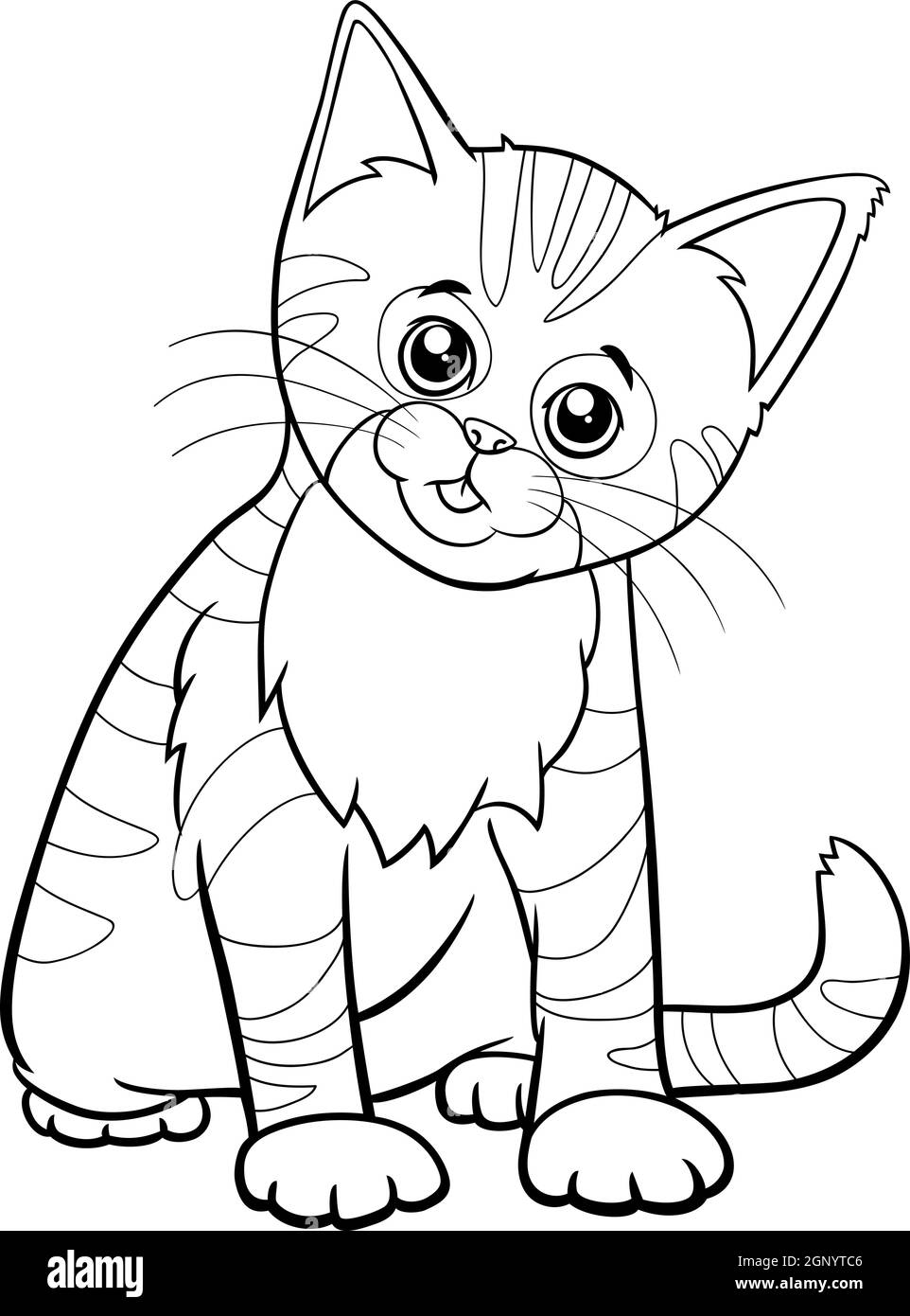 carino kitten cartoon animale personaggio colorare pagina libro Illustrazione Vettoriale