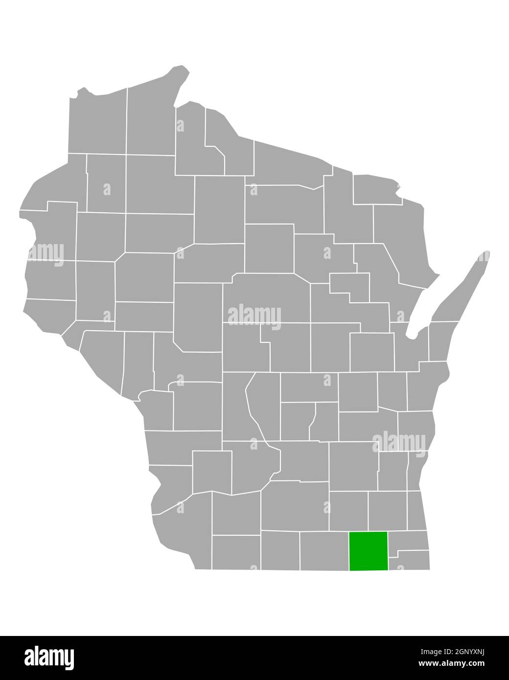 Walworth sulla mappa di Wisconsin Foto Stock