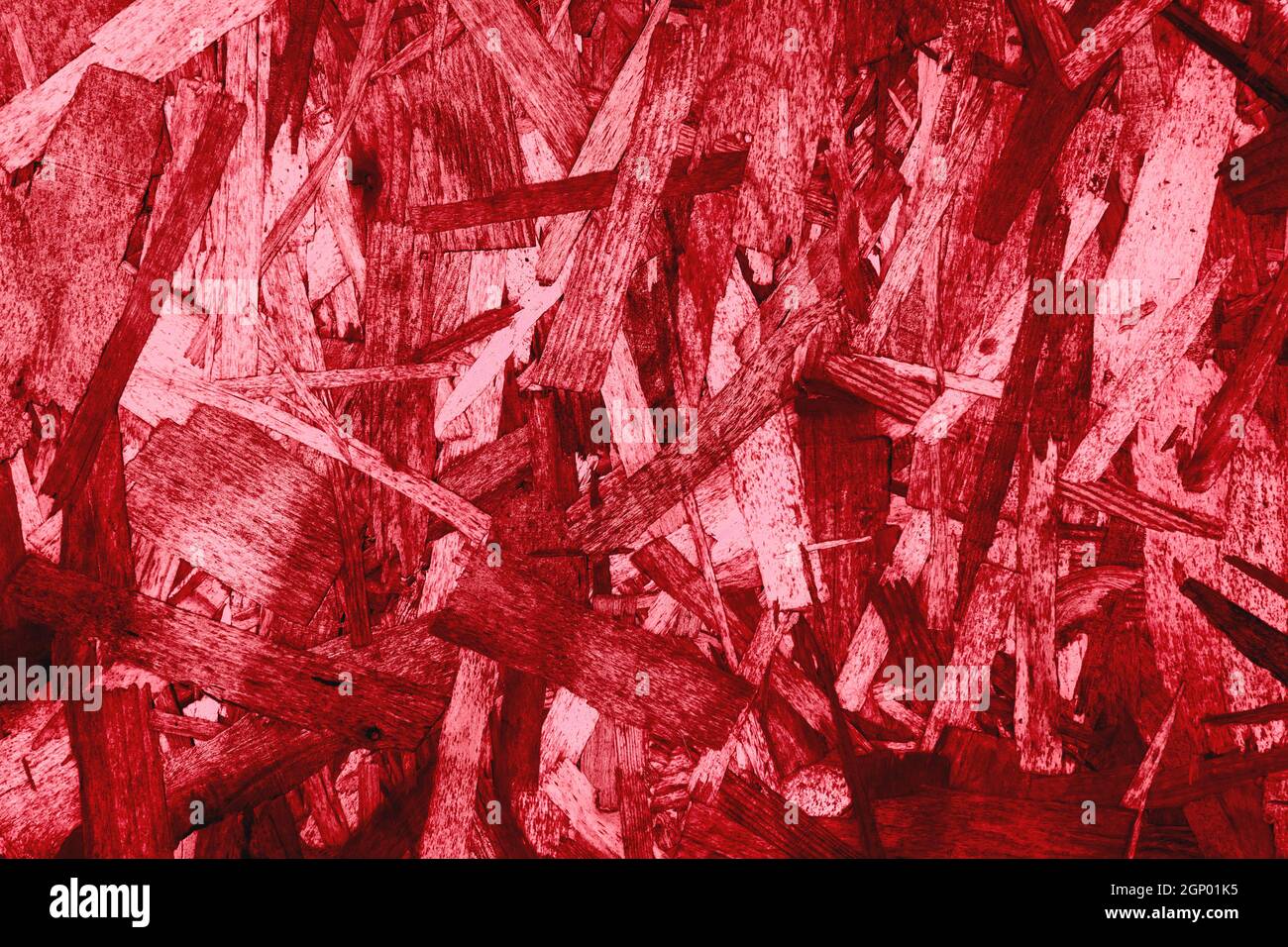 Struttura in truciolo di legno rosso. Texture astratta moderna da utilizzare come sfondo o per i tuoi progetti con spazio per il testo. Foto Stock