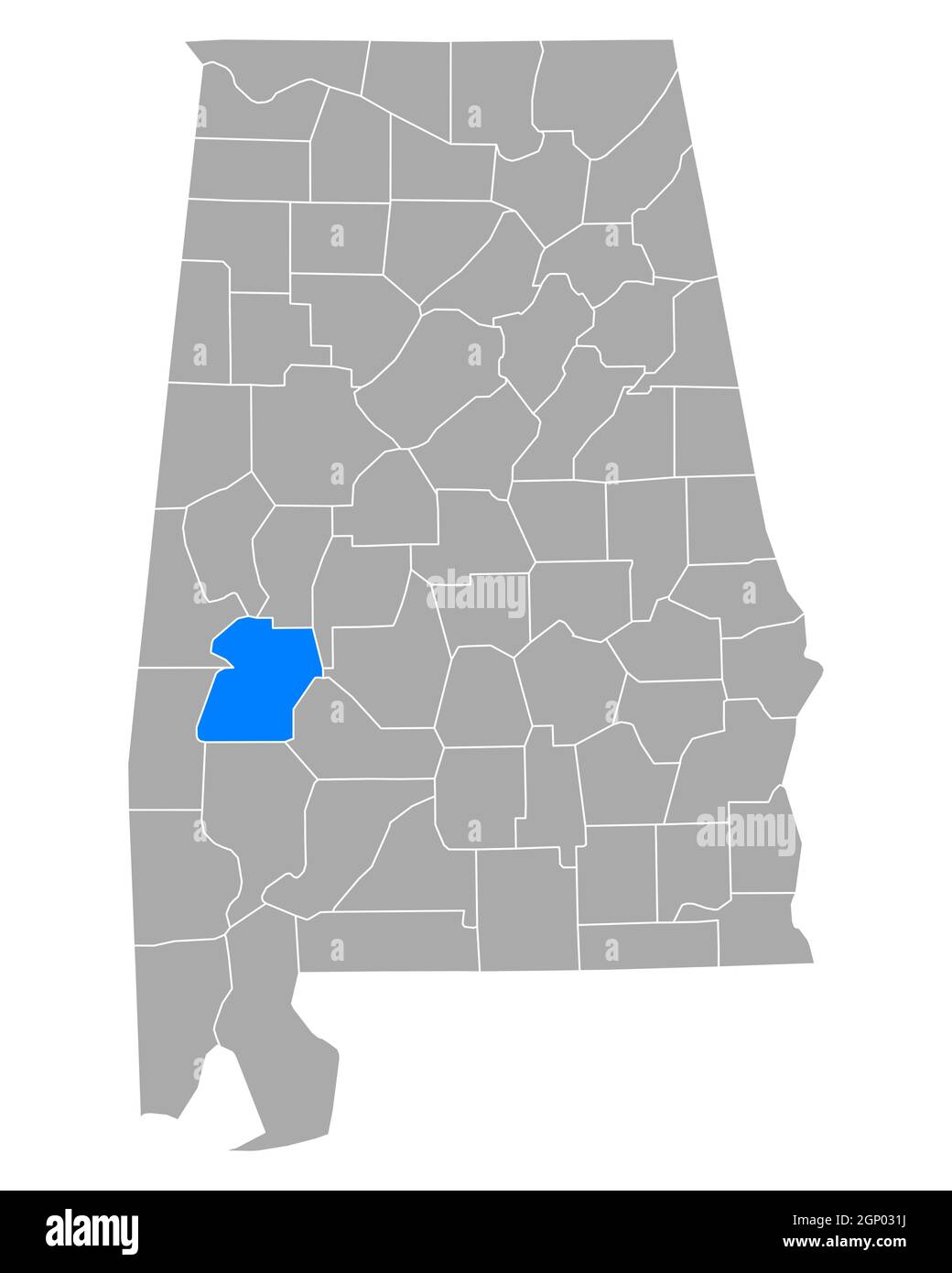 Marengo sulla mappa di Alabama Foto Stock