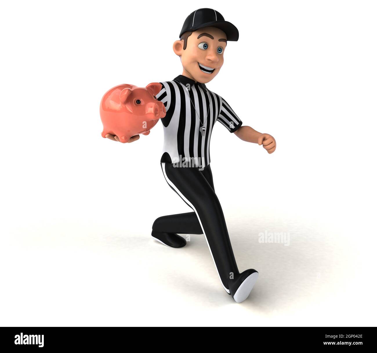 Divertente illustrazione 3D di un arbitro americano Foto Stock