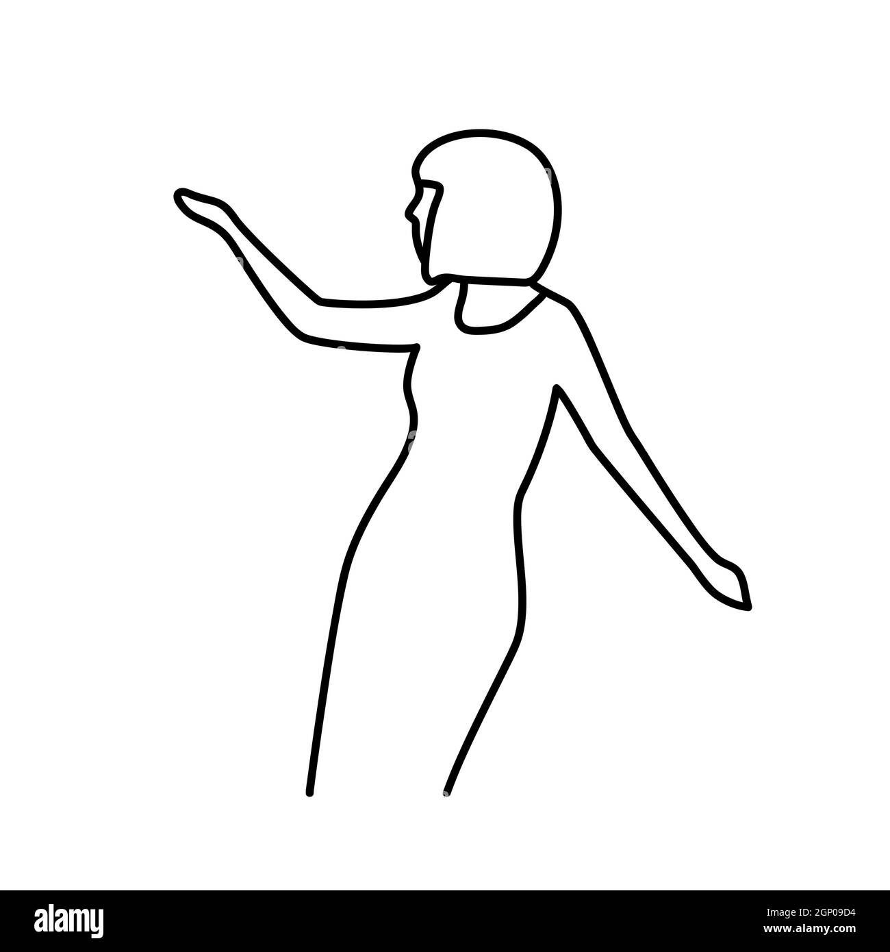 Minimalismo ritratto vettoriale femminile disegnato a mano in moderno astratto stile grafico a una linea. Decorazione stampa, Wall art, design creativo per social media.Trendy modello ritratto whit ballare donna Illustrazione Vettoriale
