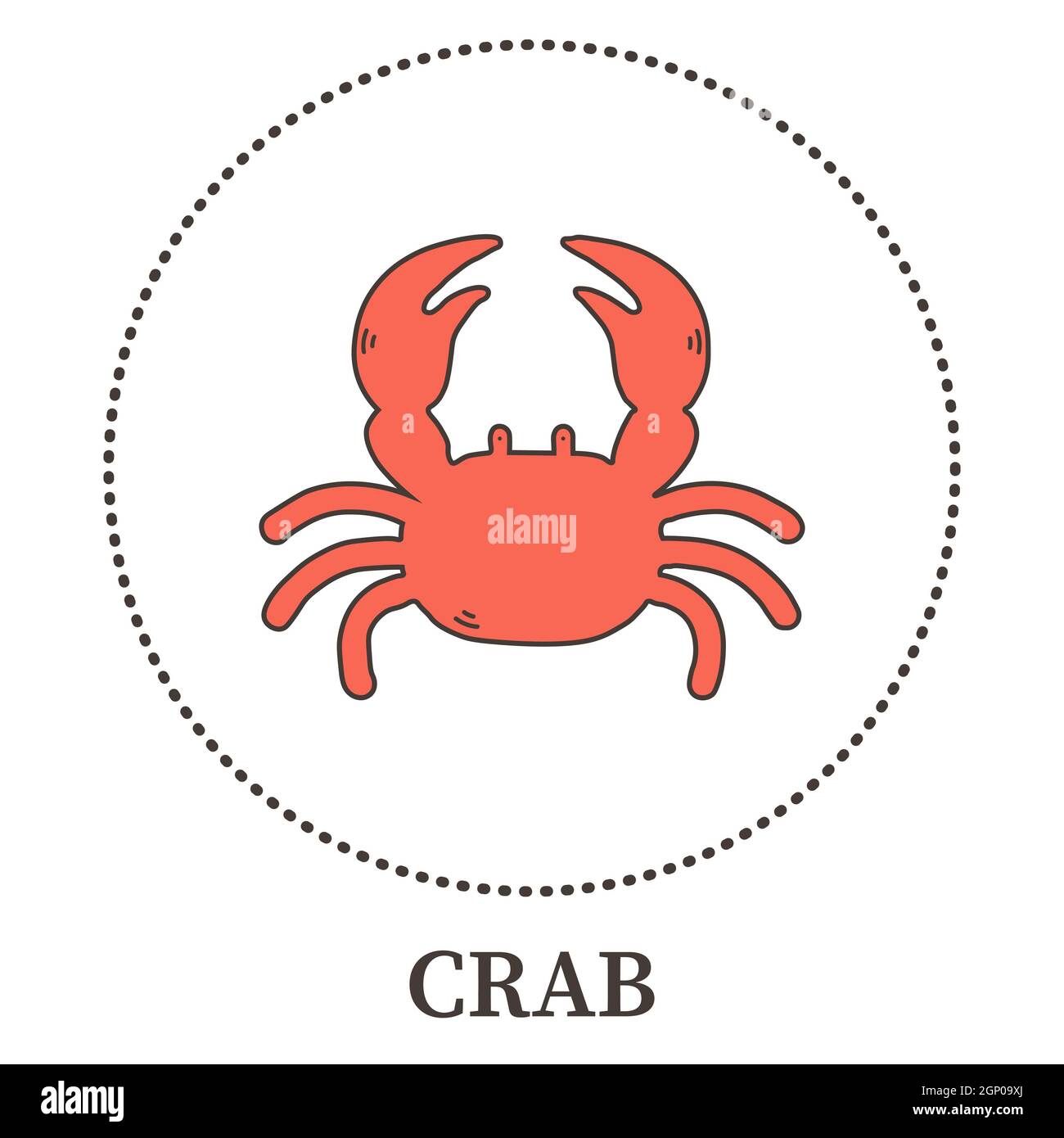 Astratto granchio marino su sfondo bianco - illustrazione vettoriale Foto Stock