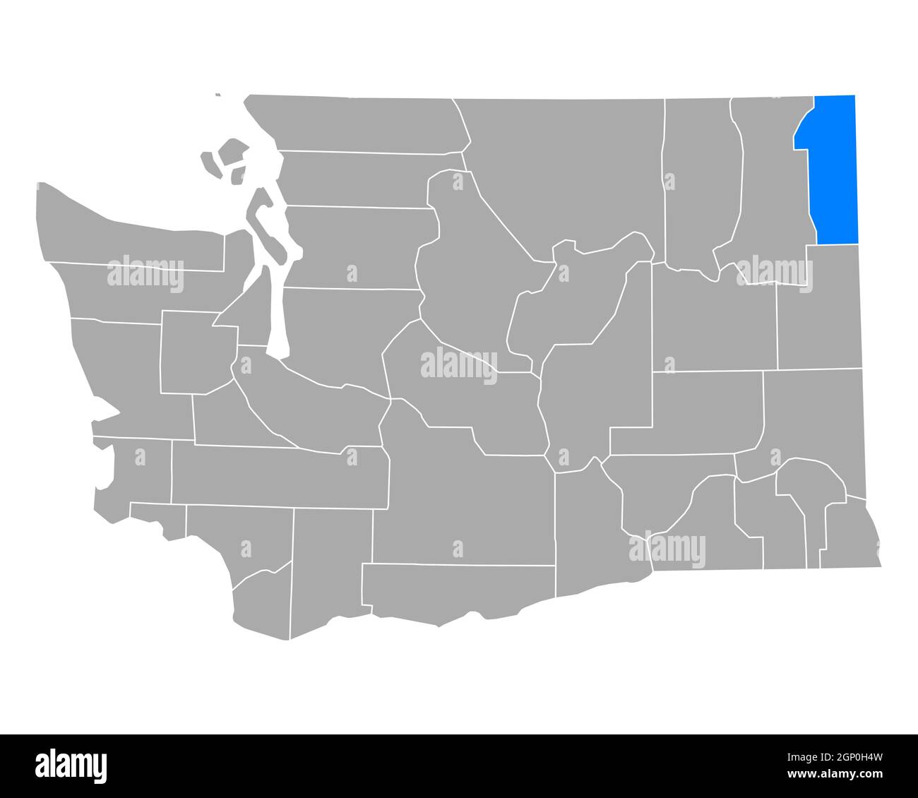 Pend Oreille sulla mappa di Washington Foto Stock