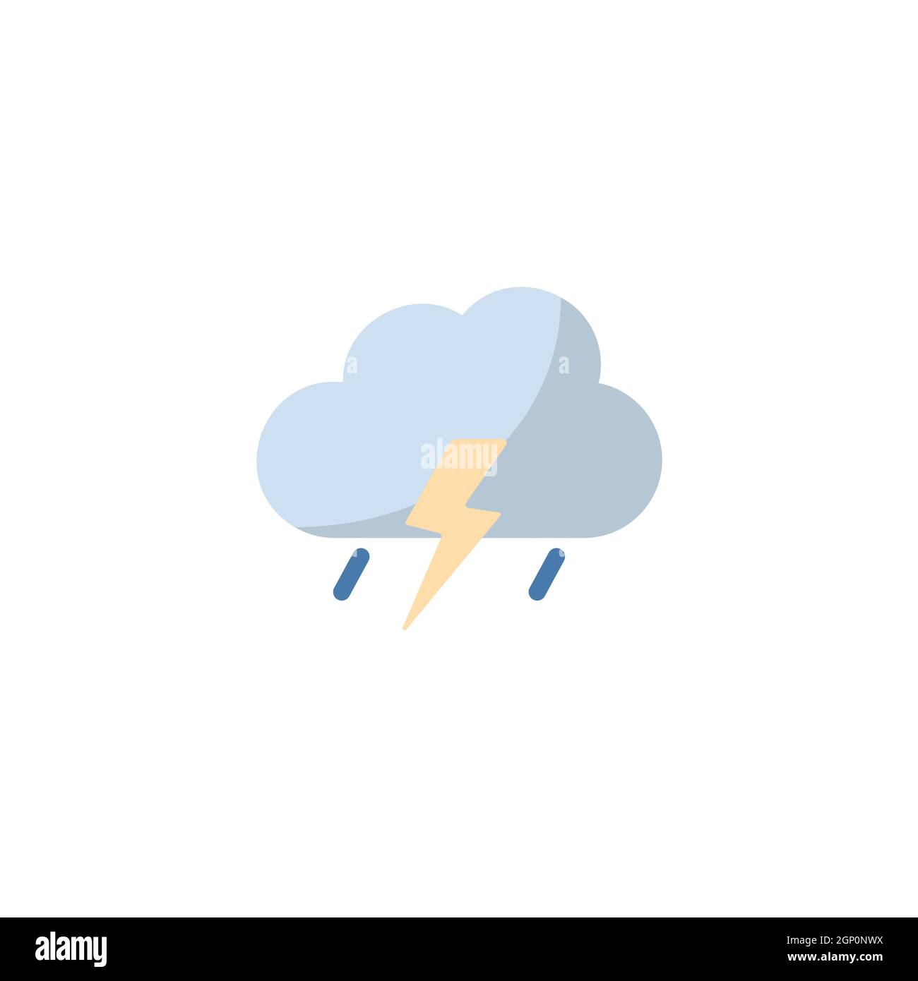 Tempesta e nuvola. Icona piatta. Illustrazione del vettore meteo isolato Illustrazione Vettoriale