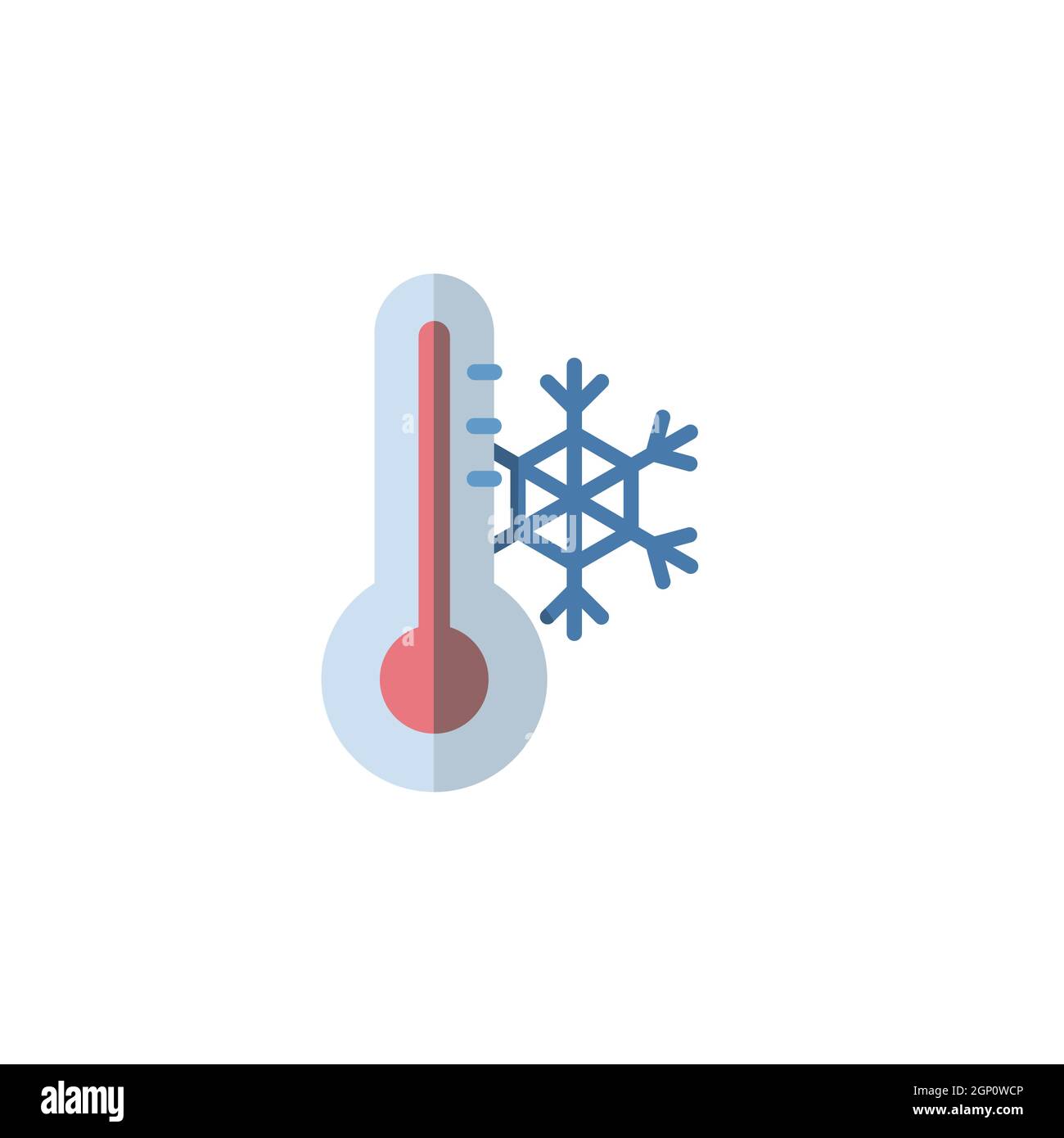 Termometro. Temperatura invernale. Icona piatta. Illustrazione del vettore meteo isolato Illustrazione Vettoriale
