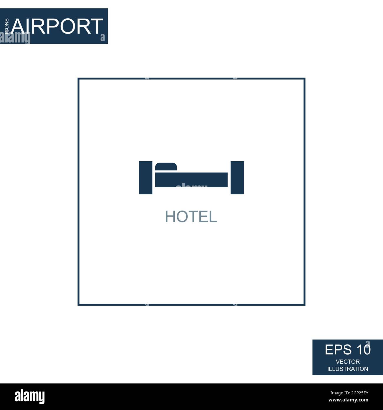 Icona astratta dell'hotel sul tema dell'aeroporto - illustrazione vettoriale Foto Stock