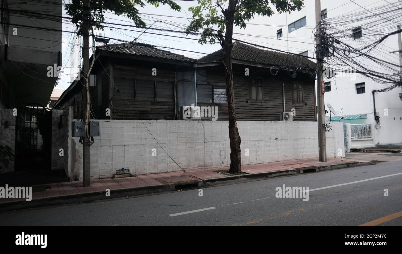 Case del Patrimonio tradizionale vecchi edifici, SAP Road, Surawong, Bangrak Bangkok Thailandia Foto Stock