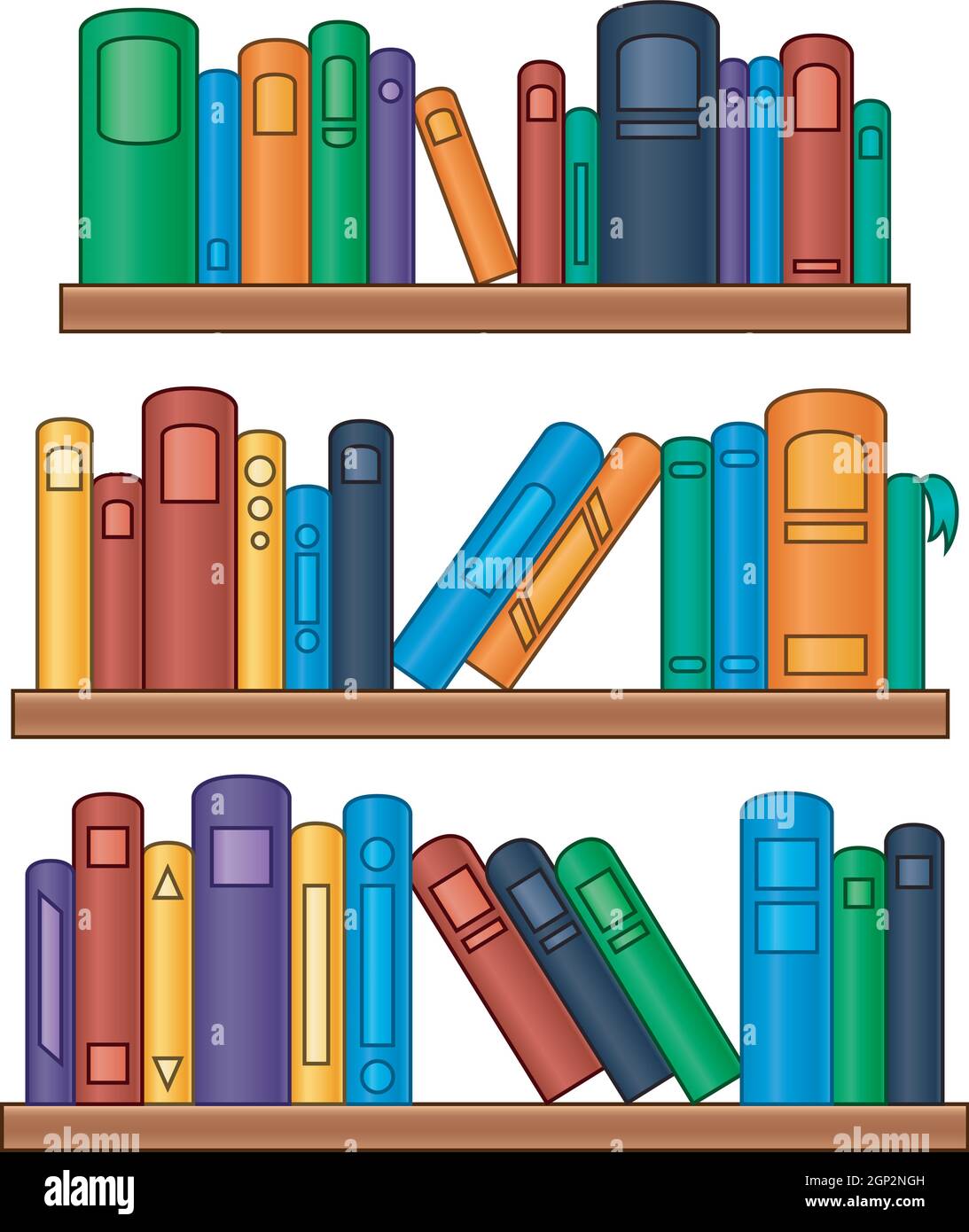 Libreria con libri colorati Illustrazione Vettoriale