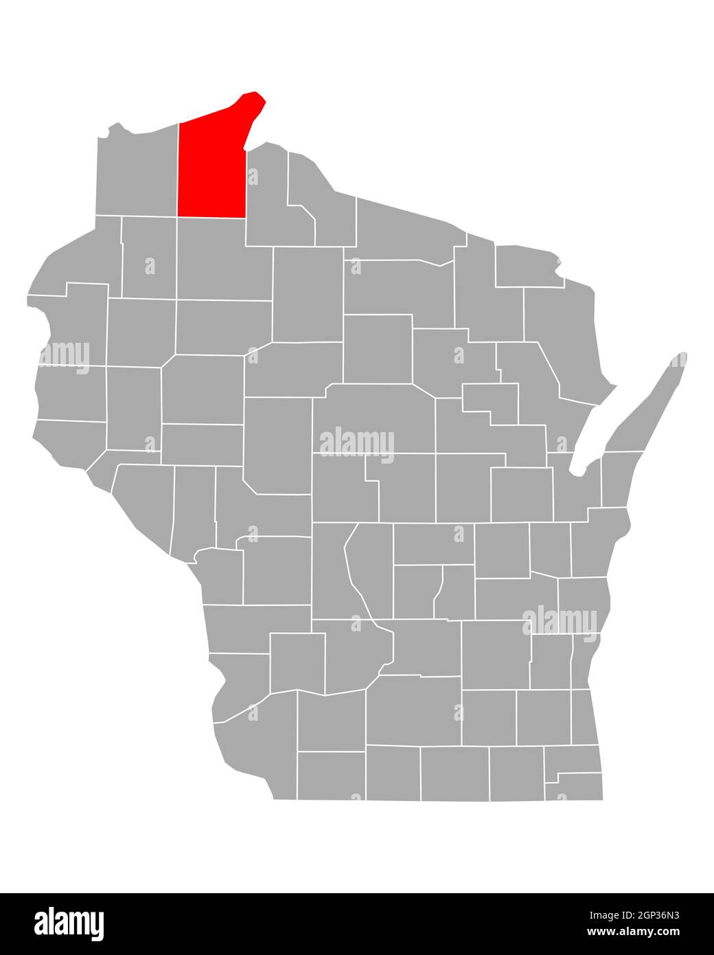 Bayfield sulla mappa di Wisconsin Foto Stock