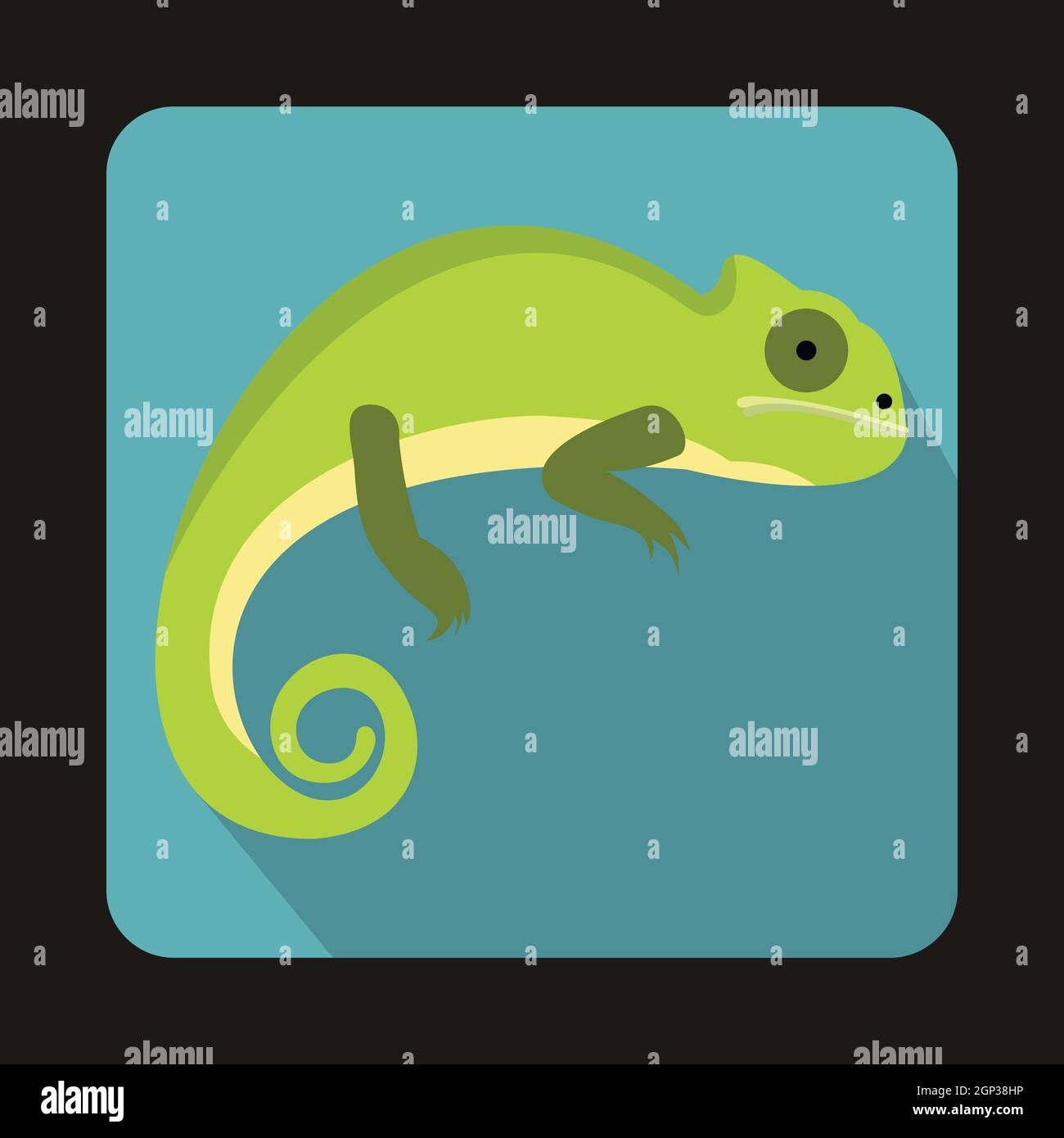 Iguana verde icona, stile piatto Illustrazione Vettoriale