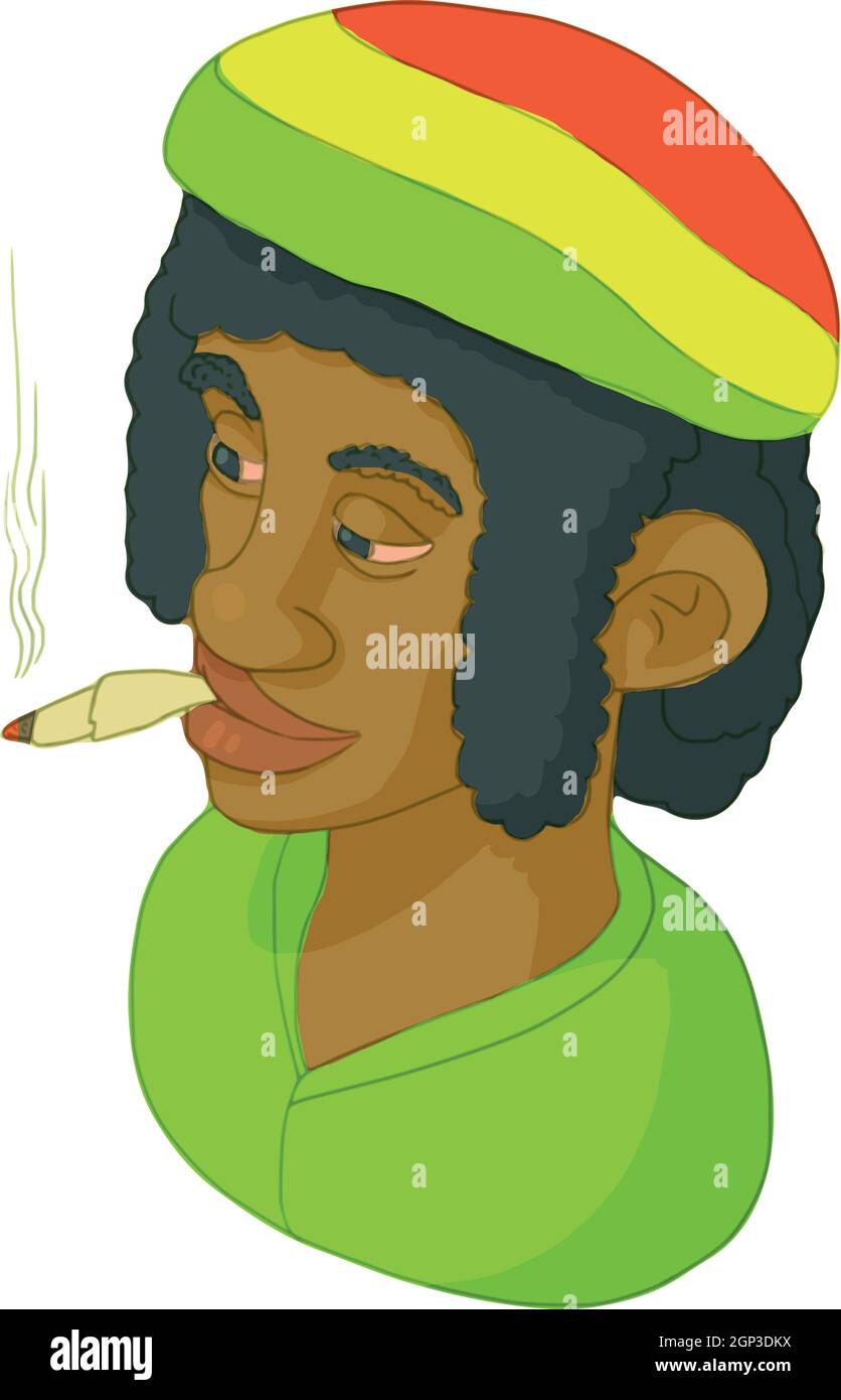 Rastaman icona, stile cartoon Illustrazione Vettoriale