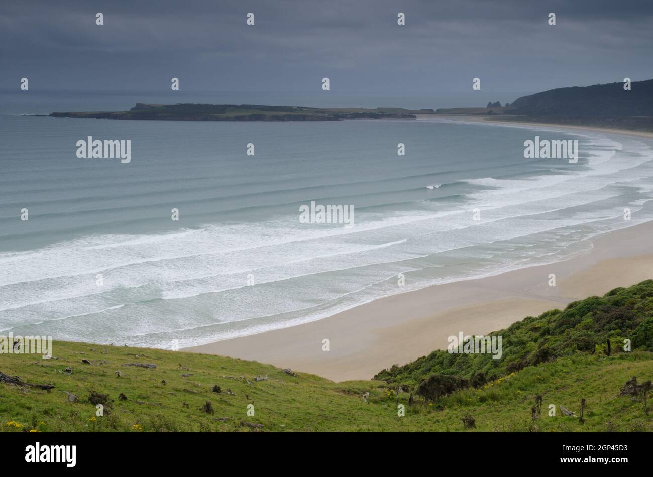 Paesaggio costiero nella Baia di Tautuku. Riserva panoramica di Tautuku Bay. I Catlins. Otago. Isola Sud. Nuova Zelanda. Foto Stock