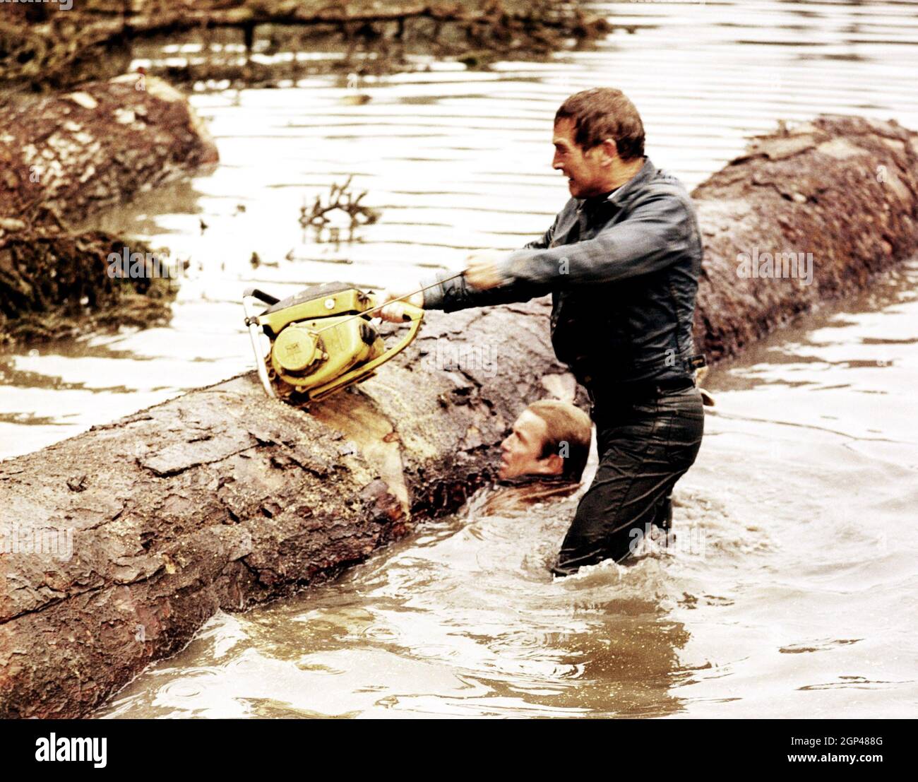 A volte una grande idea, dall'alto, Paul Newman, Richard Jaeckel, 1971 Foto Stock