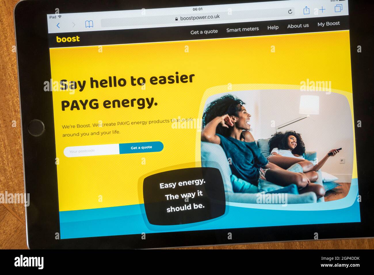 La home page di Boost the Pay as You Go PAYG azienda energetica. Foto Stock