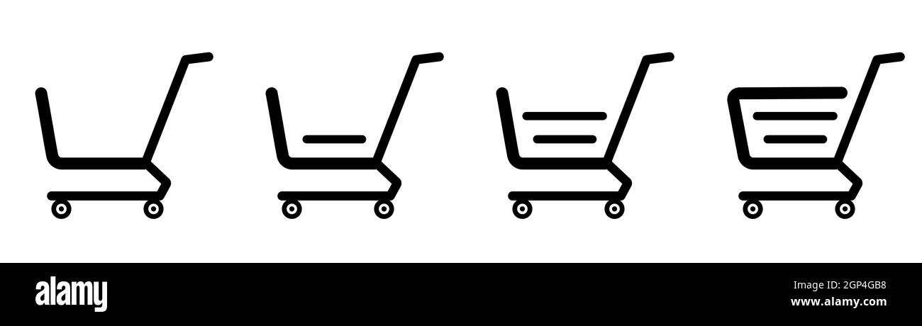 Una selezione di icone astratte web cestini di alimentari dal Supermercato - illustrazione vettoriale Foto Stock