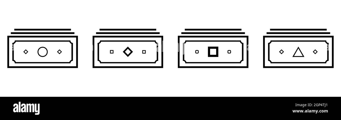Designazione astratta di denaro su sfondo bianco - SET Illustrazione vettoriale 4 pz Foto Stock