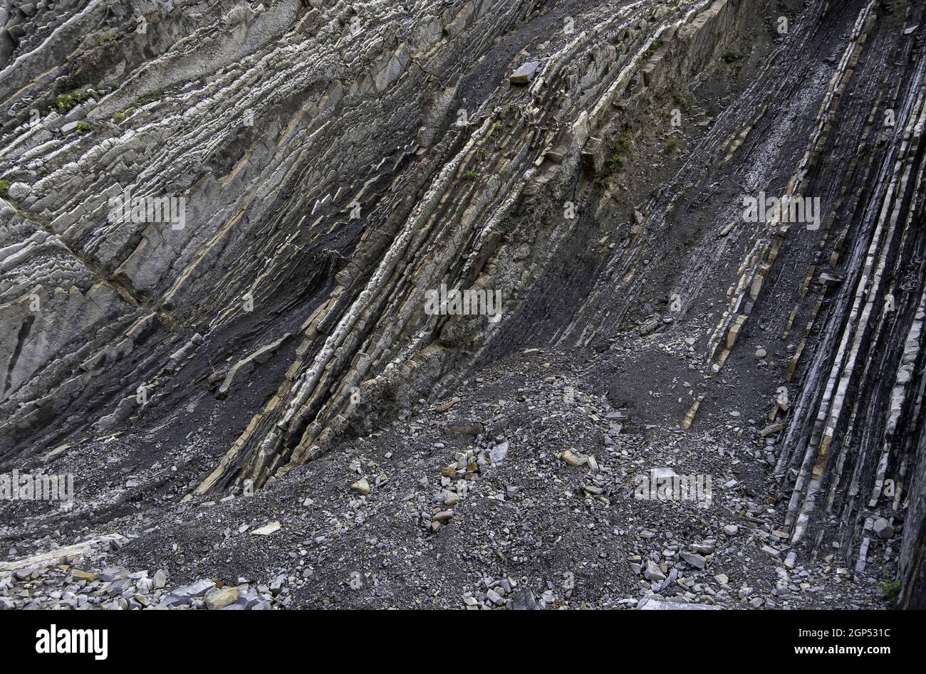 Particolare di famosa formazione rocciosa su una spiaggia, erosione e natura, attrazione turistica Foto Stock