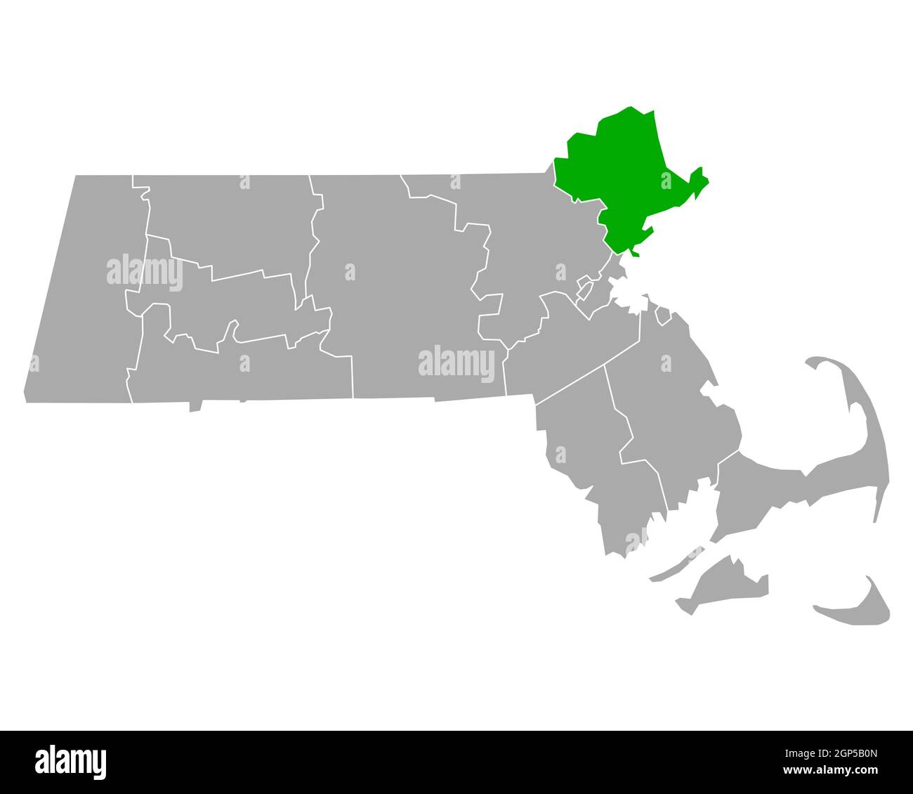 Essex sulla mappa di Massachusetts Foto Stock