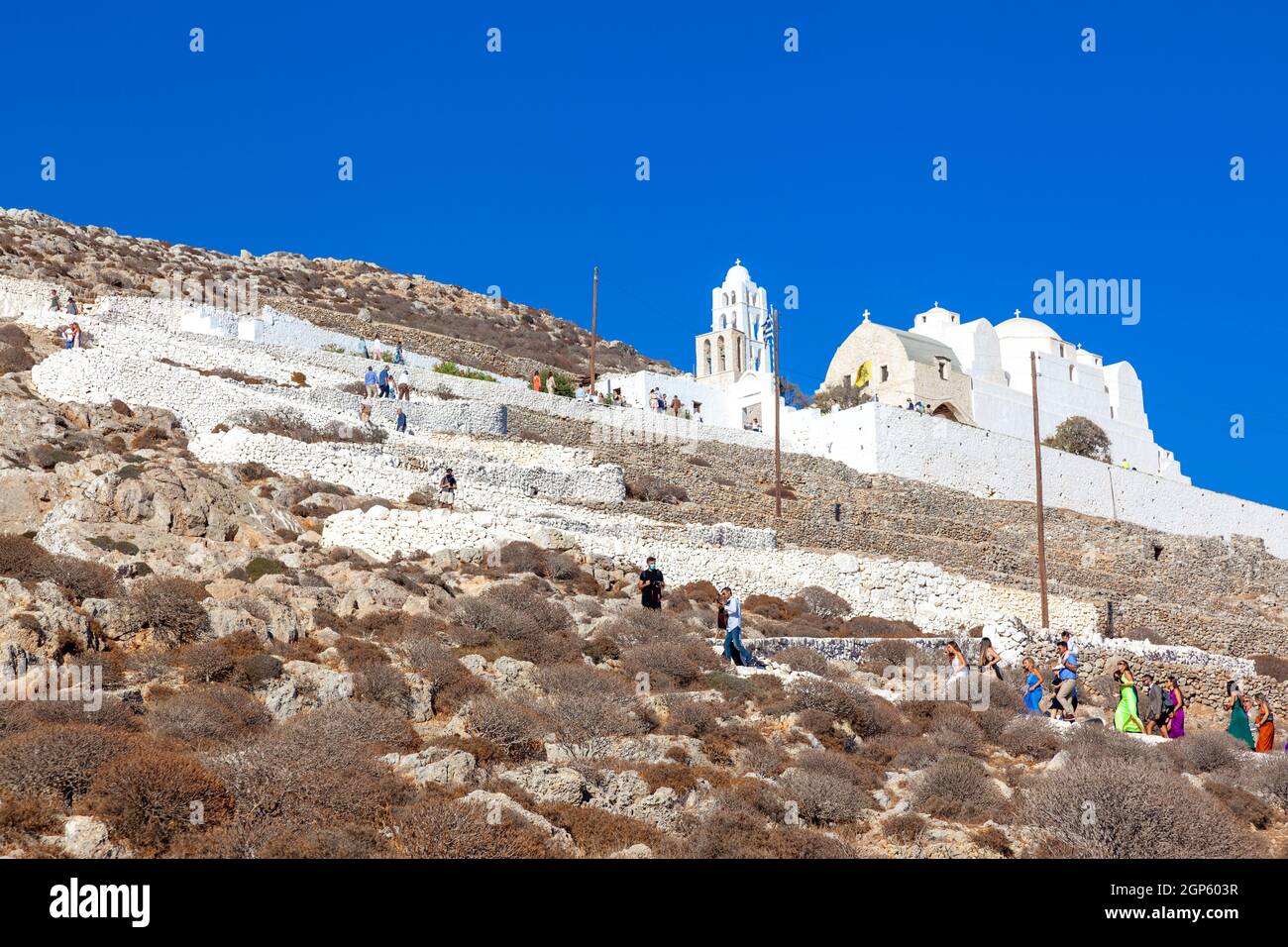 Isola greca di Folegandros, votata come la seconda isola migliore del mondo dai lettori più esigenti della rivista Travel + Leisure, per il 2021! Foto Stock