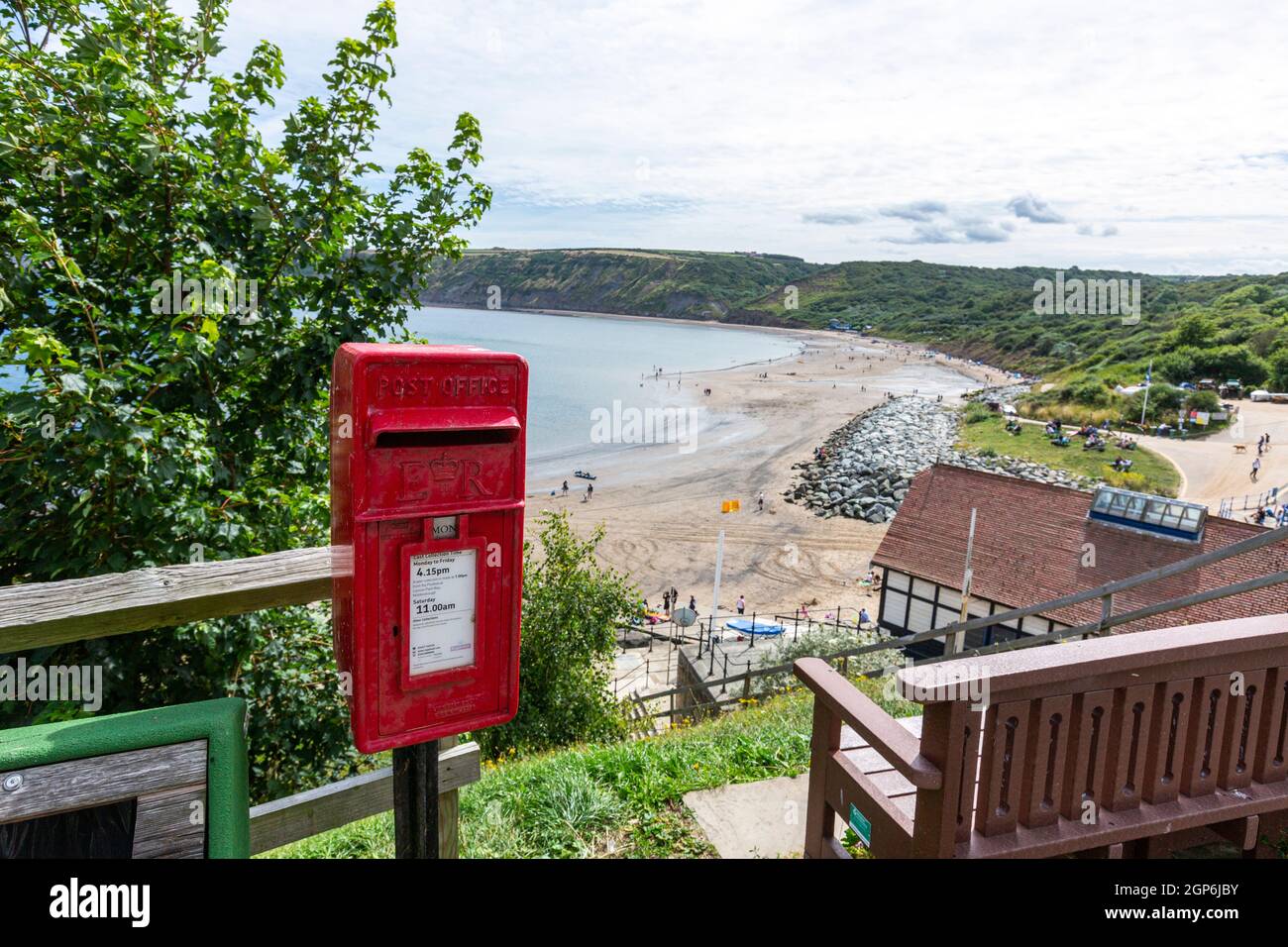 Casella di posta reale a Runswick Bay, Yorkshire e Humber, Inghilterra, Regno Unito Foto Stock