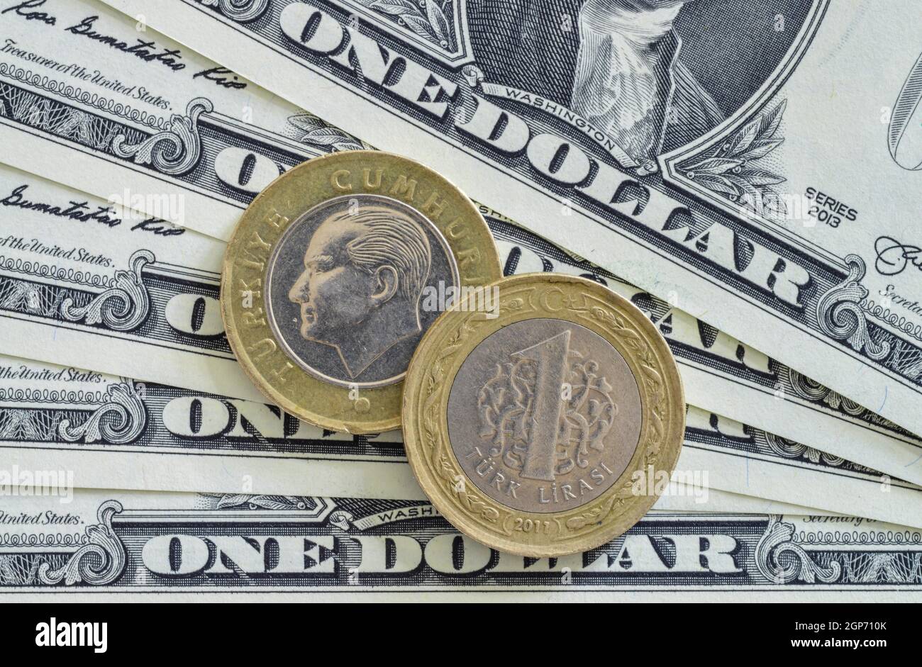 Dollaro USA e lira turca Foto Stock