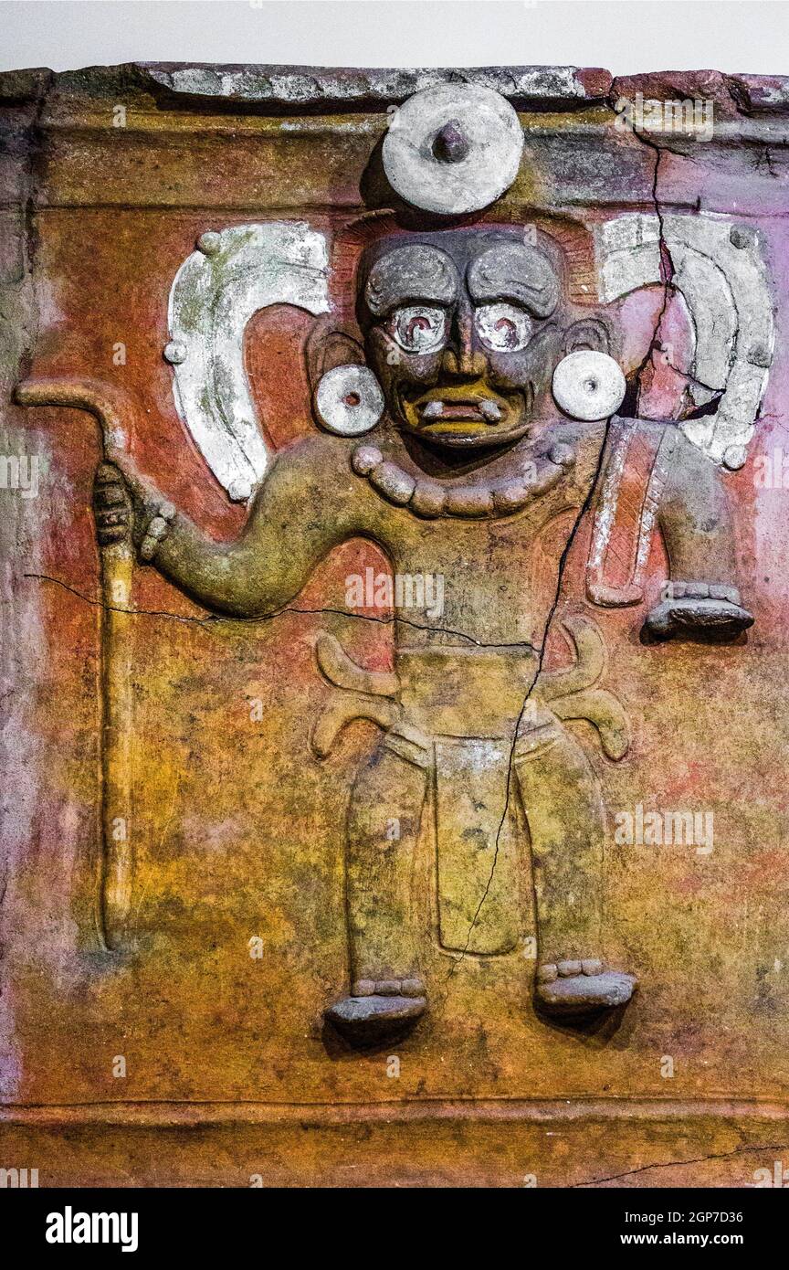 Urna di sepoltura, dettaglio, Museo di Popol Vuh, Città del Guatemala, Città del Guatemala, Guatemala Foto Stock