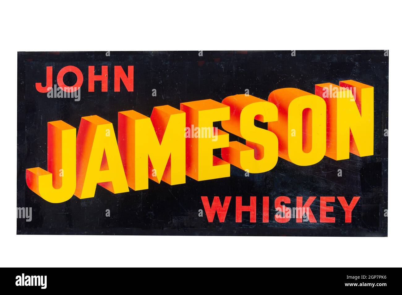 Vintage advertising sign at Old Jameson Whiskey Distillery Midleton, Distillery Walk, Midleton (Mainistir na Corann), County Cork, Repubblica d'Irlanda Foto Stock