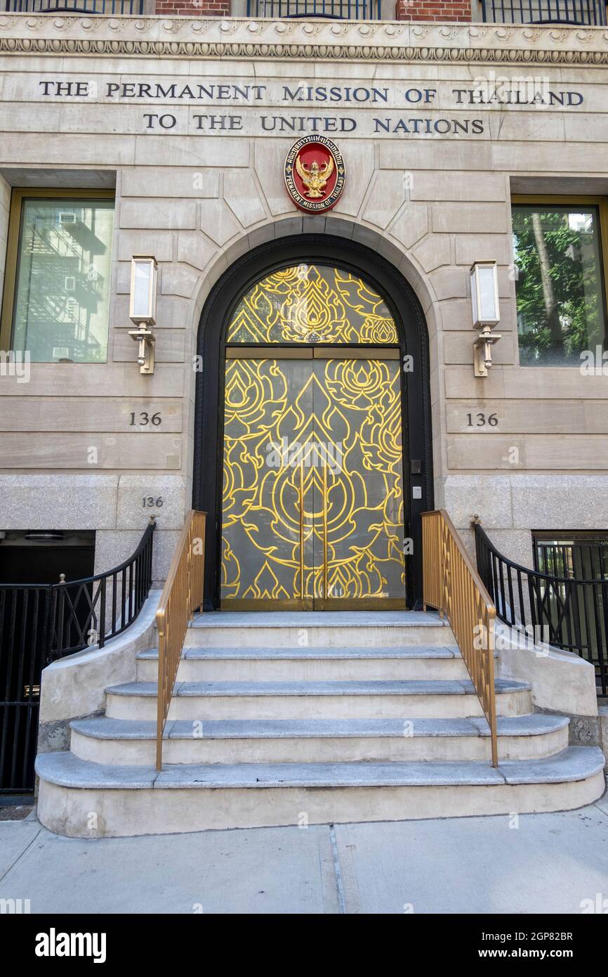 Ingresso alla Missione permanente della Thailandia presso le Nazioni Unite a New York City, USA Foto Stock