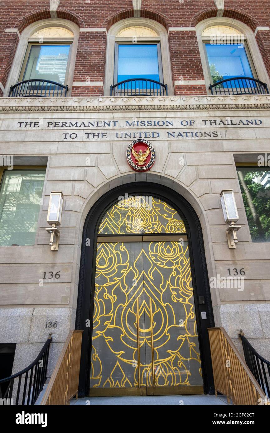 Ingresso alla Missione permanente della Thailandia presso le Nazioni Unite a New York City, USA Foto Stock